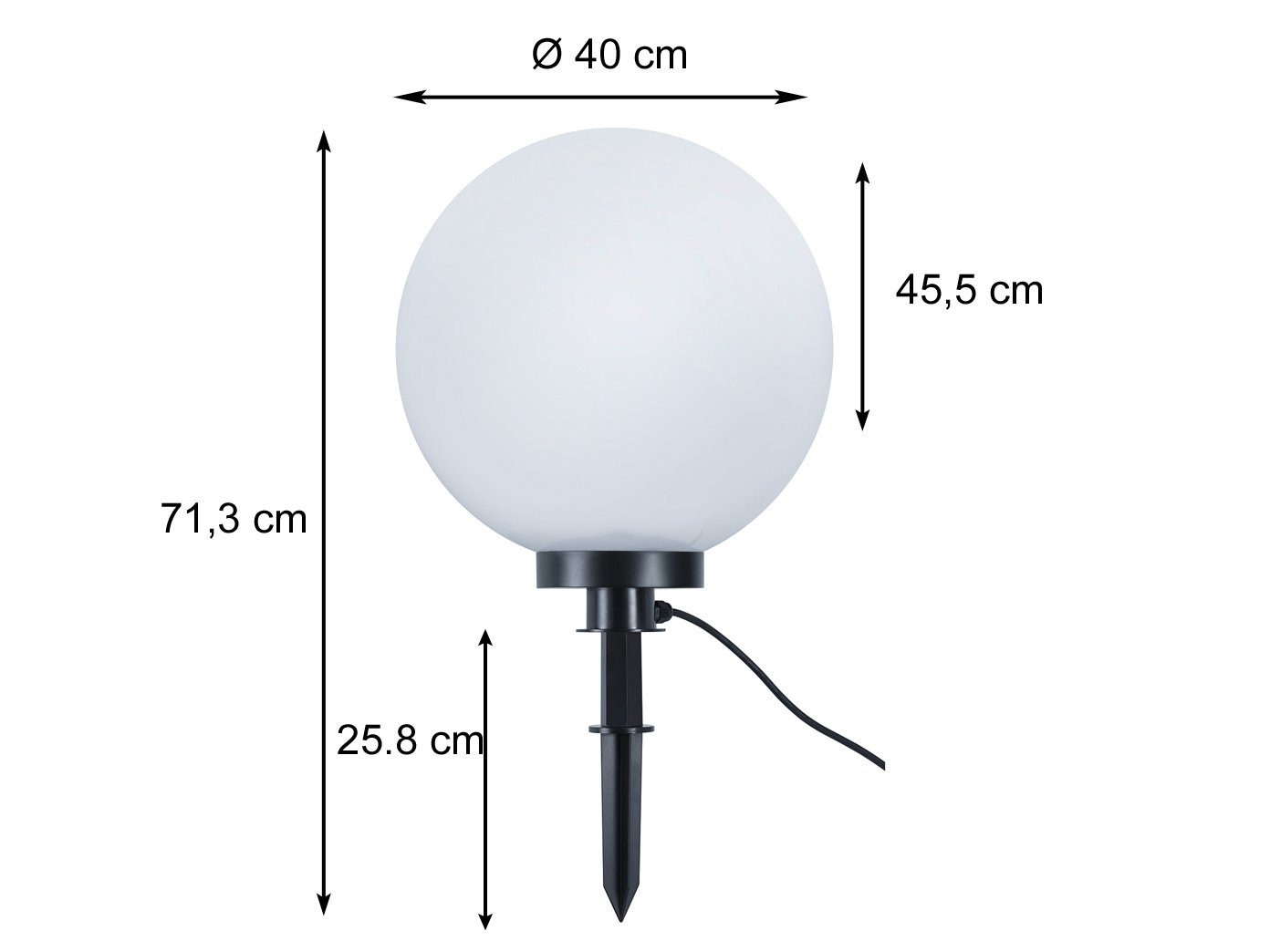 Reality Leuchten Kugelleuchte, LED wechselbar, Warmweiß, Ideen Gartenbeleuchtung Garten-kugeln Wegbeleuchtung Leuchtkugel Ø40cm