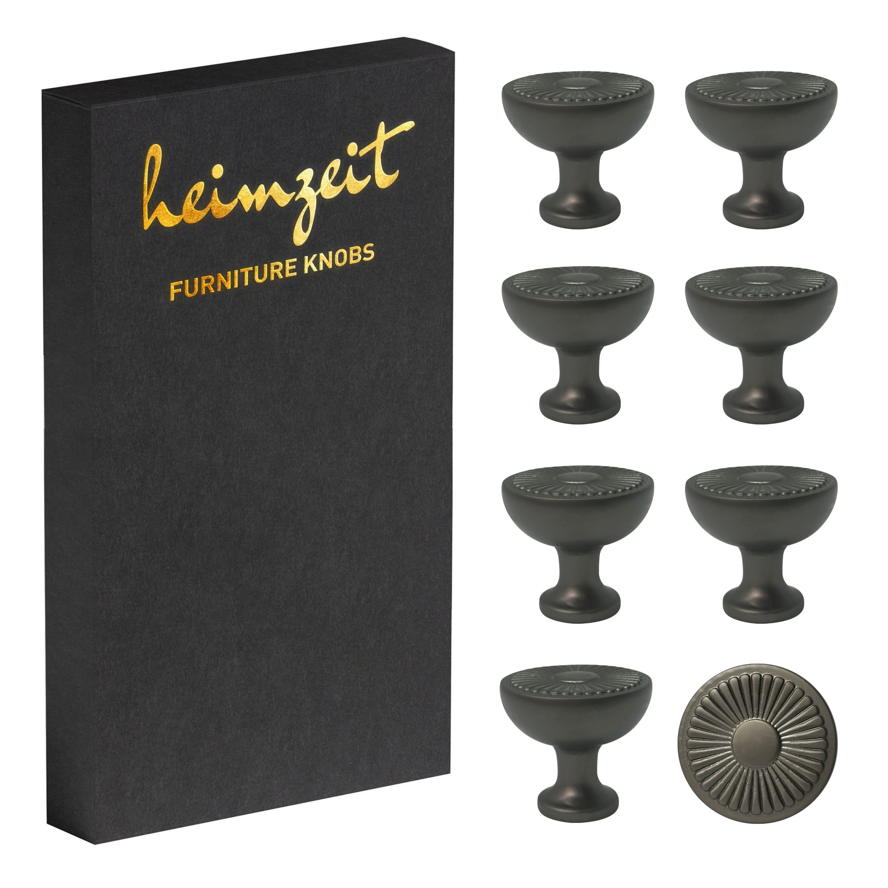 heimzeit Möbelgriff heimzeit Möbelknöpfe Sun - 8 Stück (Set), für Schubladen, Türen und Kommoden, inkl. Schraube