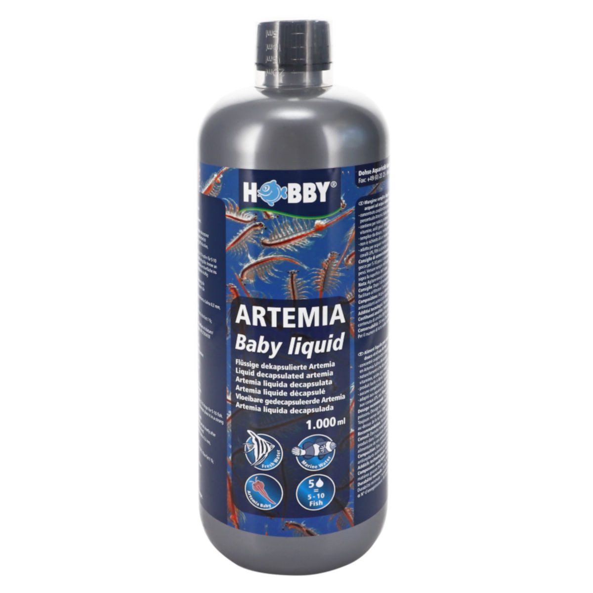 HOBBY Artemia Baby liquid 1 Liter, Flüssiges Powerfutter für Fische, Hauptfutter für: Fische