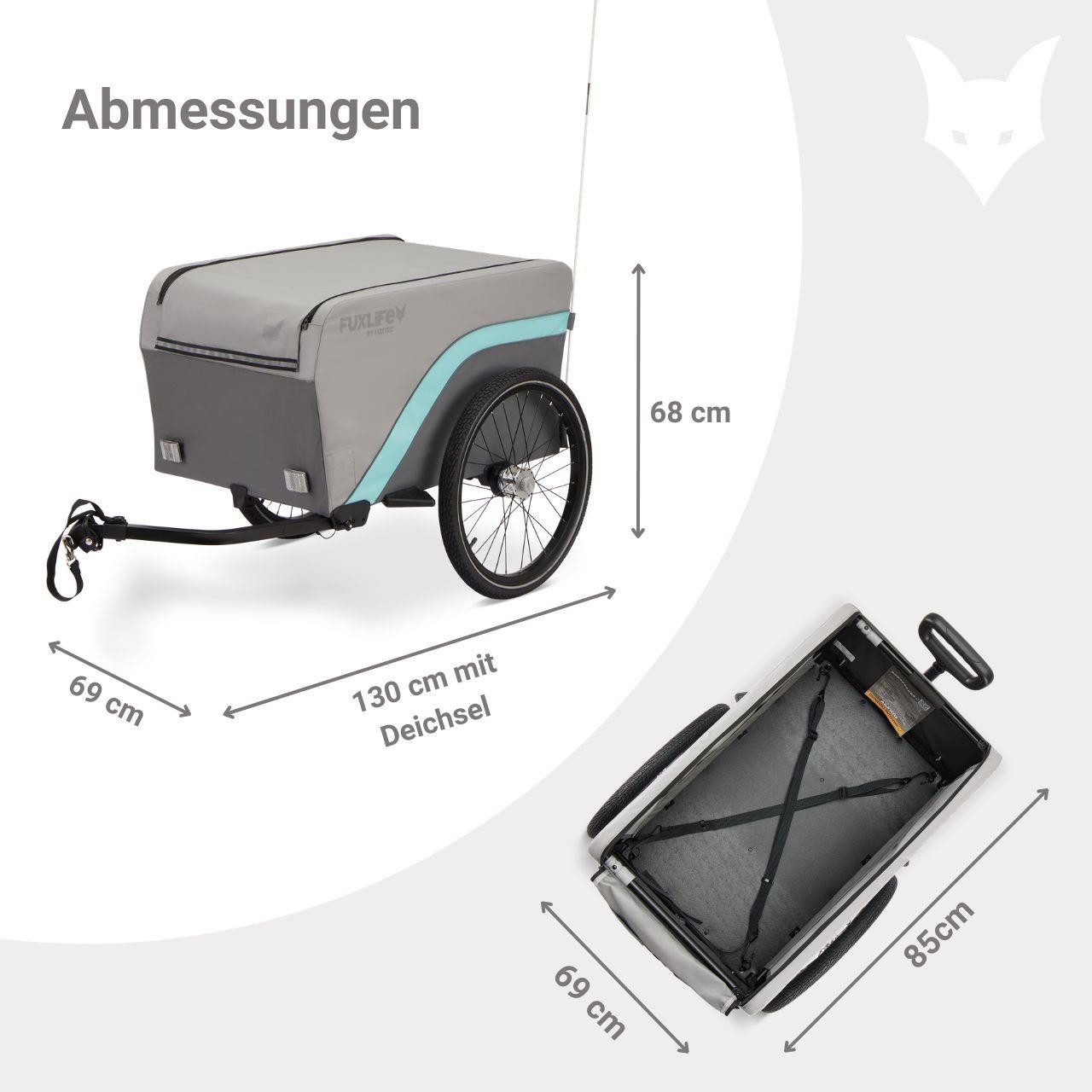 FUXLIFE Fahrradkinderanhänger FX-LA120, 2in1 Nutzung, 120 L Volumen, 47,8 kg Zuladung – Bild 2 von 5