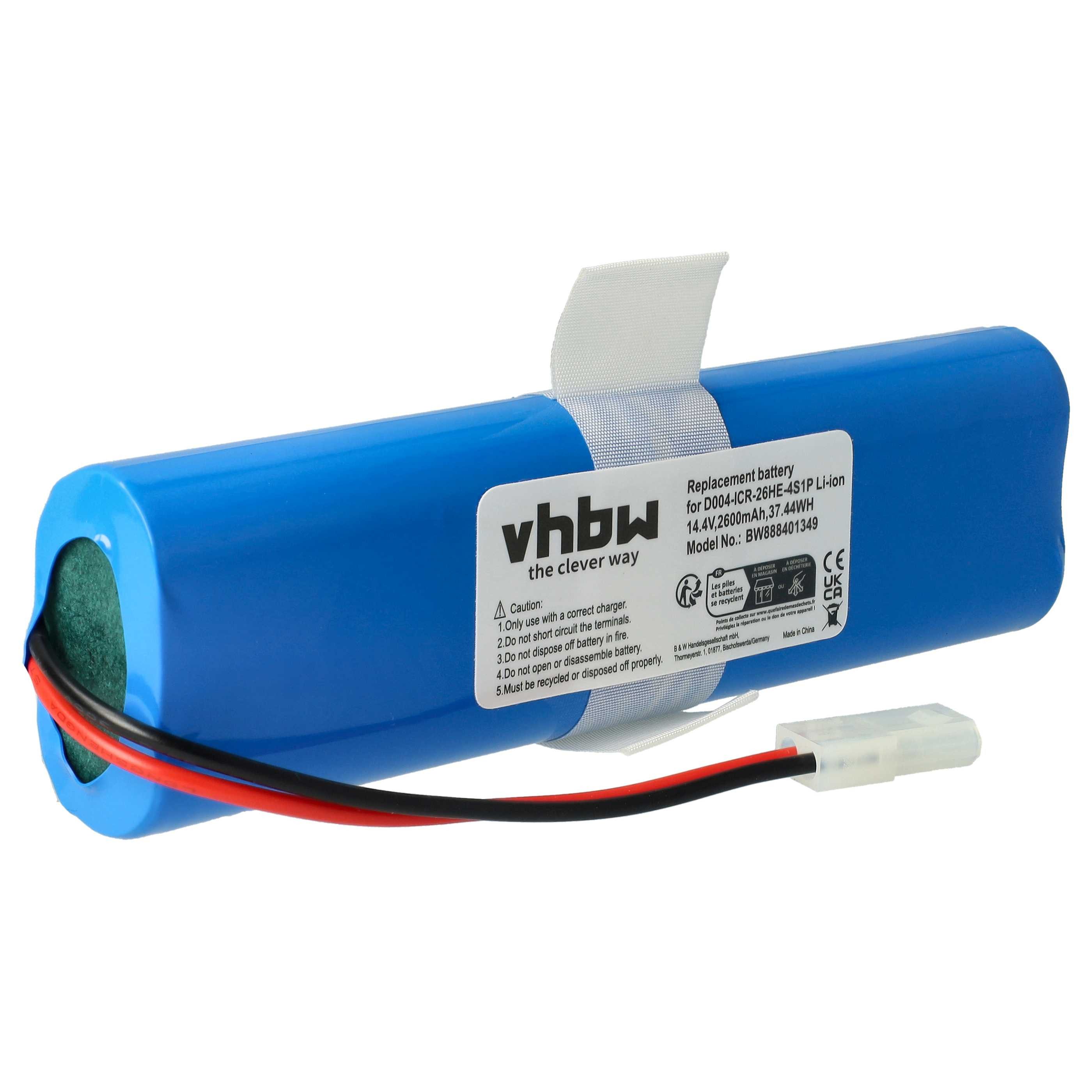 vhbw Akku Ersatz für 360 D004-ICR-26HE-4S1P für Staubsauger / Saugroboter Staubsauger-Akku Akku Li-Ion 2600 mAh (14,4 V, 1 St), Leistungsfähiger Austausch-Akku für Ihren Saugroboter