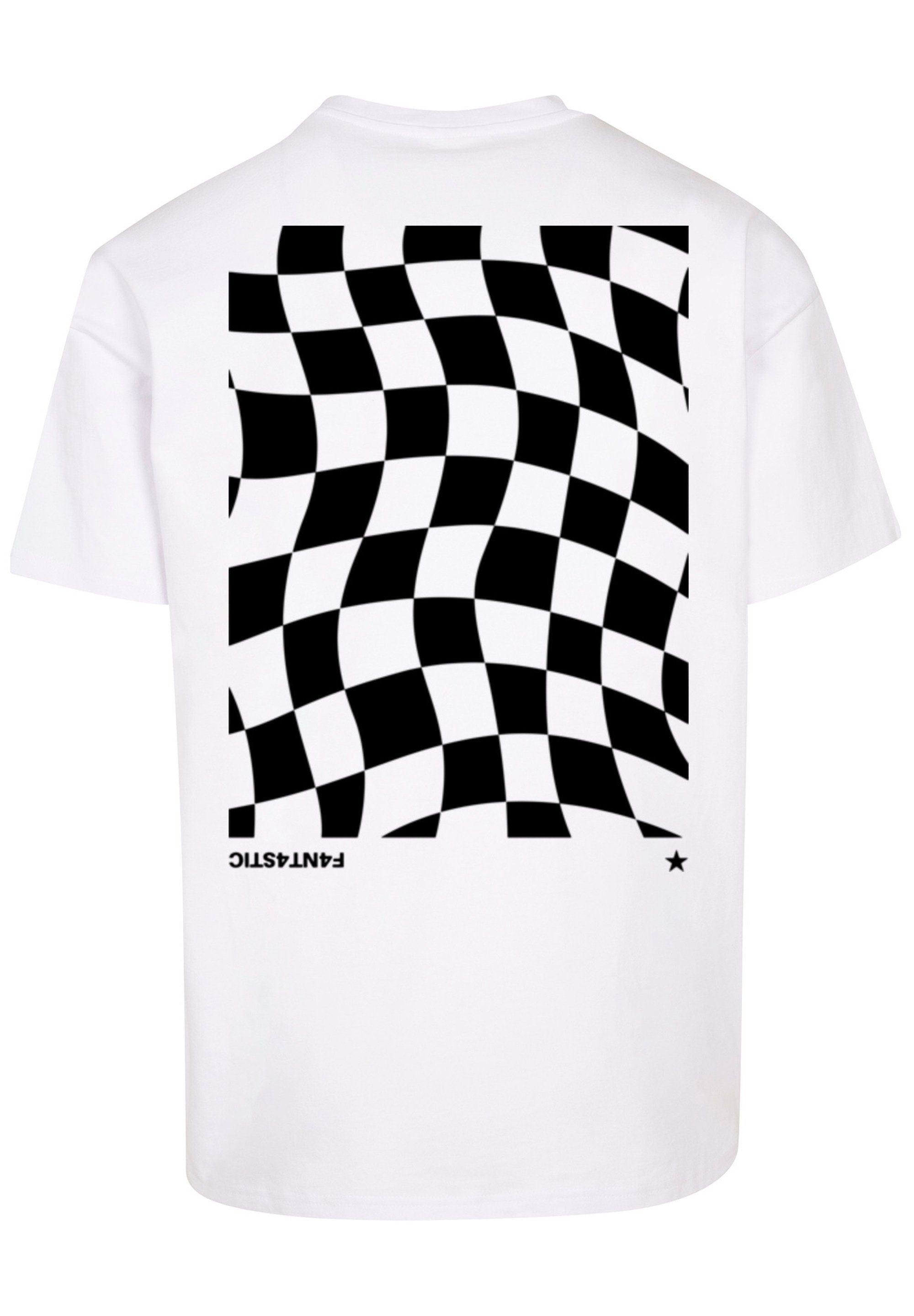 T-Shirt Wavy Muster F4NT4STIC Print weiß Schach