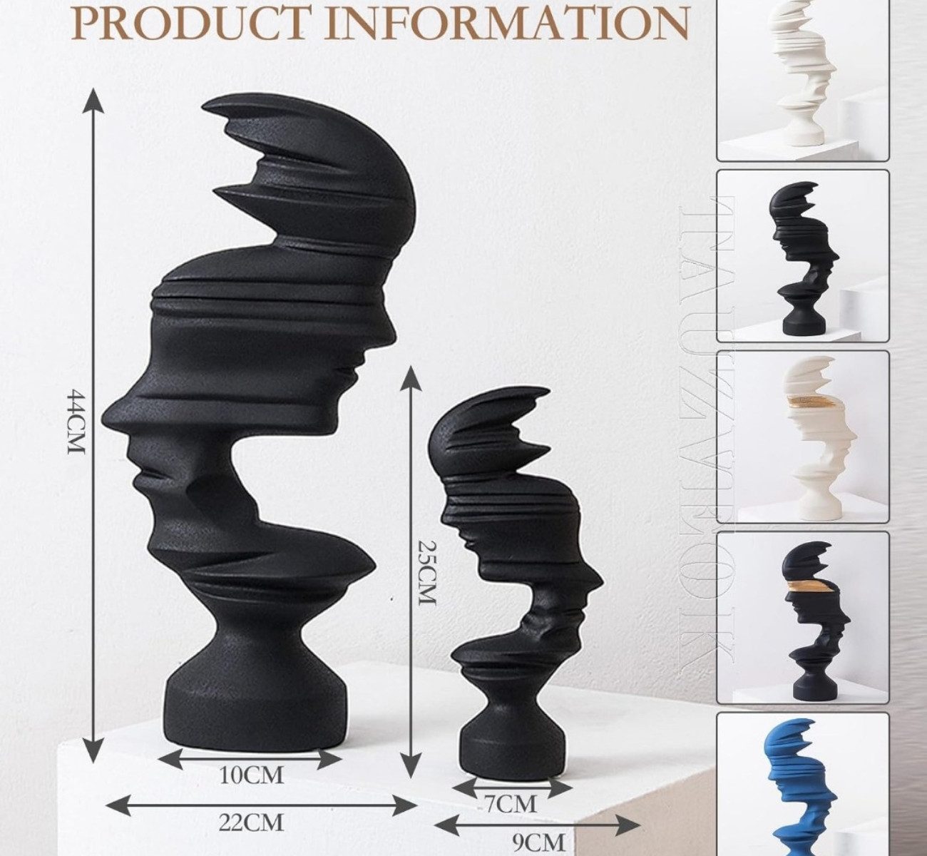 Quality Elegance Skulptur Modernes Set aus 2 Gesichtsskulpturen – 44cms & 25cms (Set, 2tlg)