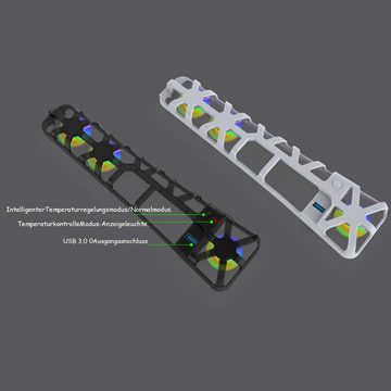 DTC GmbH Gehäuselüfter PS5 Slim-Konsolenkühler mit RGB-Beleuchtung, Intelligente Temperaturkontrolle, geräuschlose Wärmeableitung