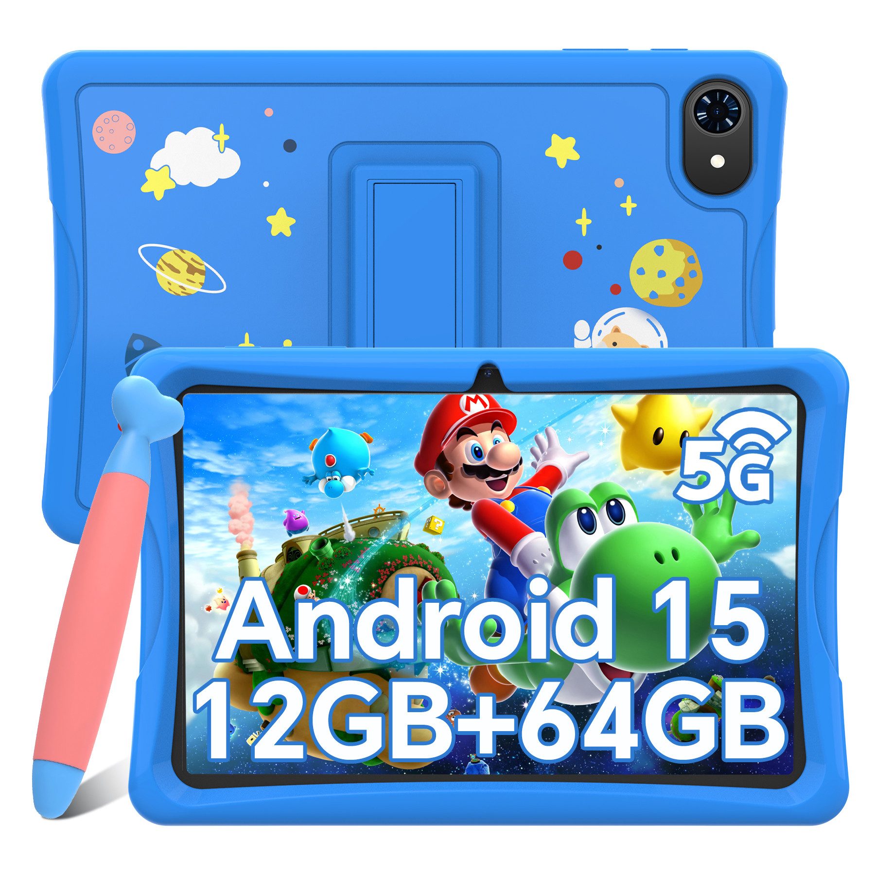 TABWEE kids tablet 10" Tablet (10.1", 64 GB, Android 15, 5G wifi, Android 15, Google Kids Space, Gemini AI, mit Stift)