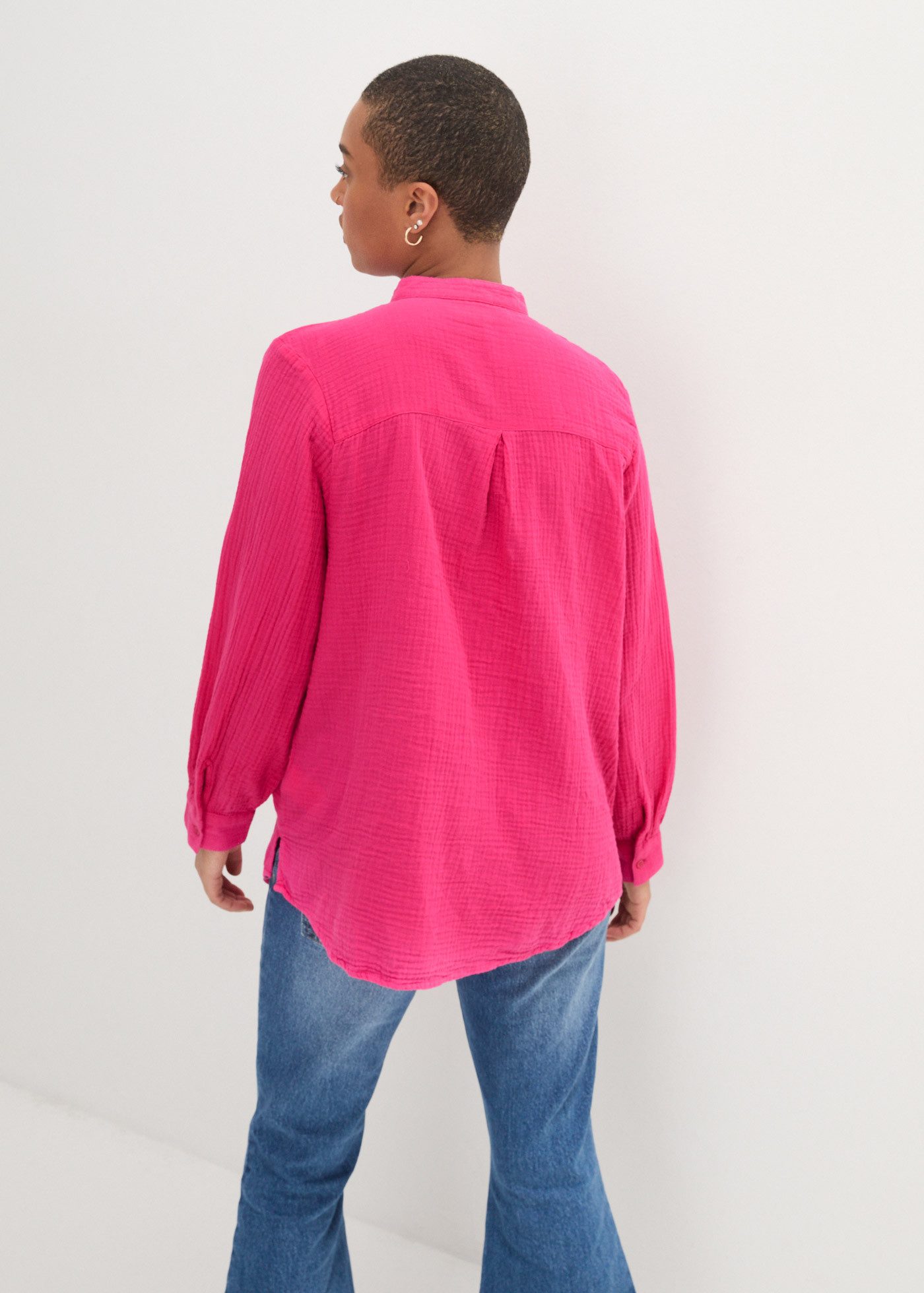 bonprix Langarmbluse Oversize-Passform, mit Seitenschlitzen, aus Musselin