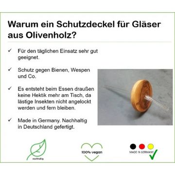 Olivenholz-erleben Karaffe Karaffen-Verschluss Kugel ca. Ø 8 cm mit Untersetzer ca. Ø 12 cm, (2-tlg), antibakterielle Wirkung