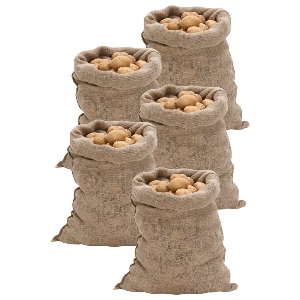 vidaXL Gartensack Jutesäcke 5 Stück 60 x 105 cm 100 % Jute 220 g/m², (5-tlg)