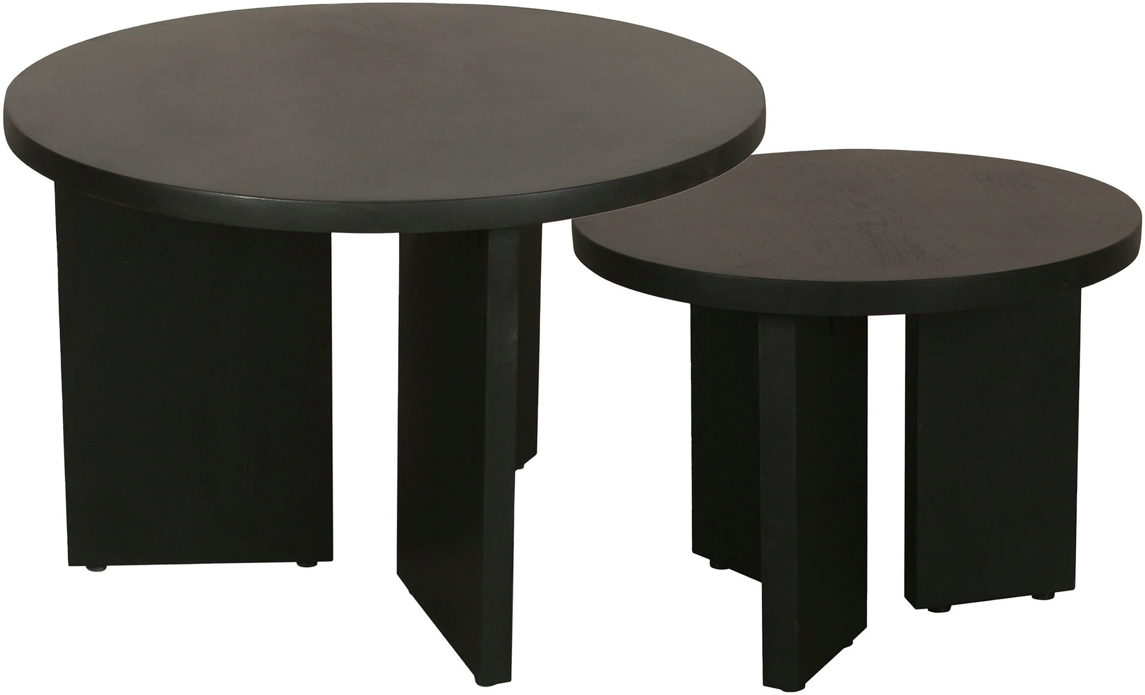 byLIVING Couchtisch Round (Set), aus 2,5cm starkem Massivholz schwarz, einzeln oder im Set stellbar