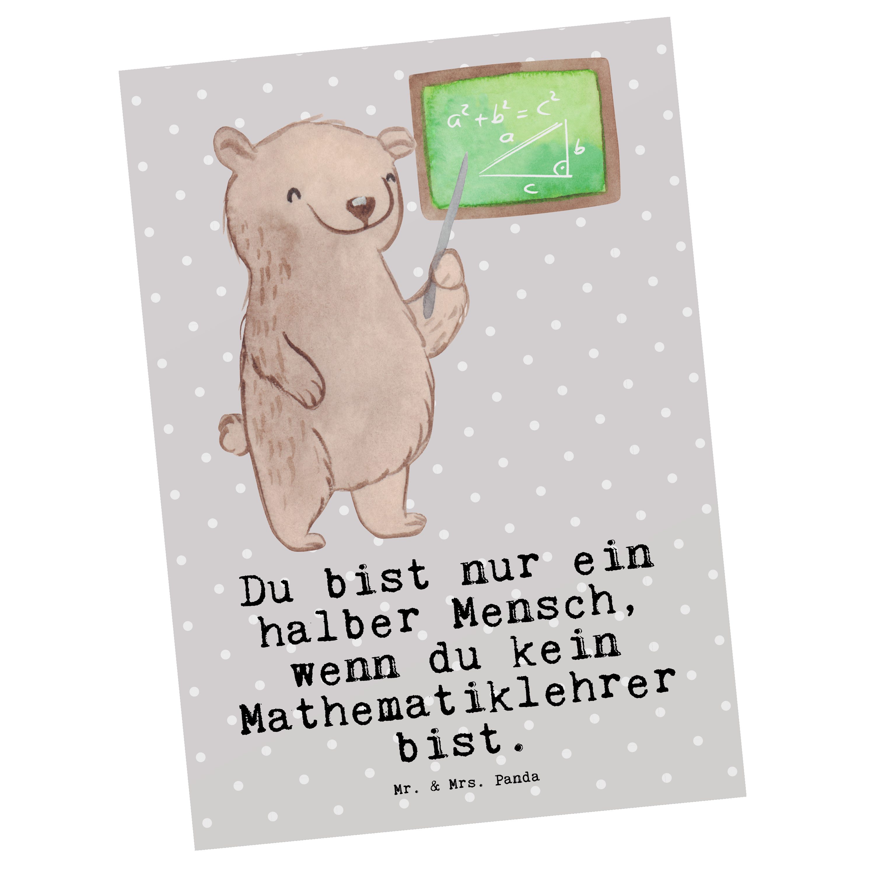 Mr. & Mrs. Panda Geb - mit - Herz Geschenk, Mathelehrer, Pastell Mathematiklehrer Grau Postkarte