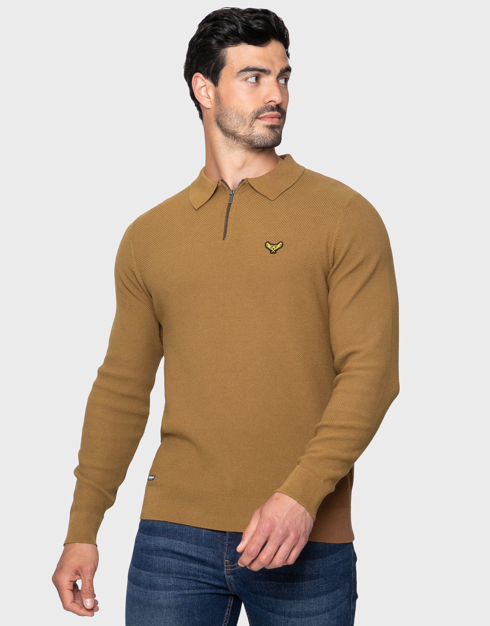 Langarm-Poloshirt Threadbare Bintcliff Toffee