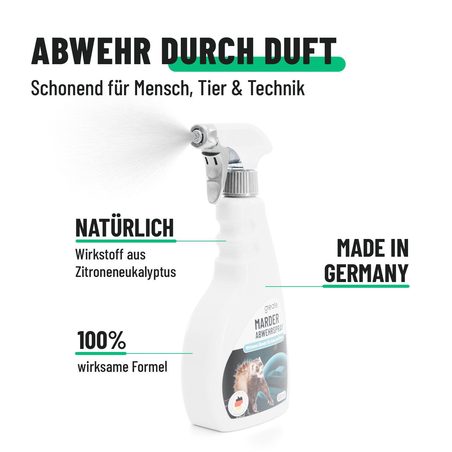 greate. Marderspray Marderspray Auto Motorraum 500 ml - Mader Abwehr, Marderschutz Spray, 500 ml, 1-St. – Bild 5 von 5