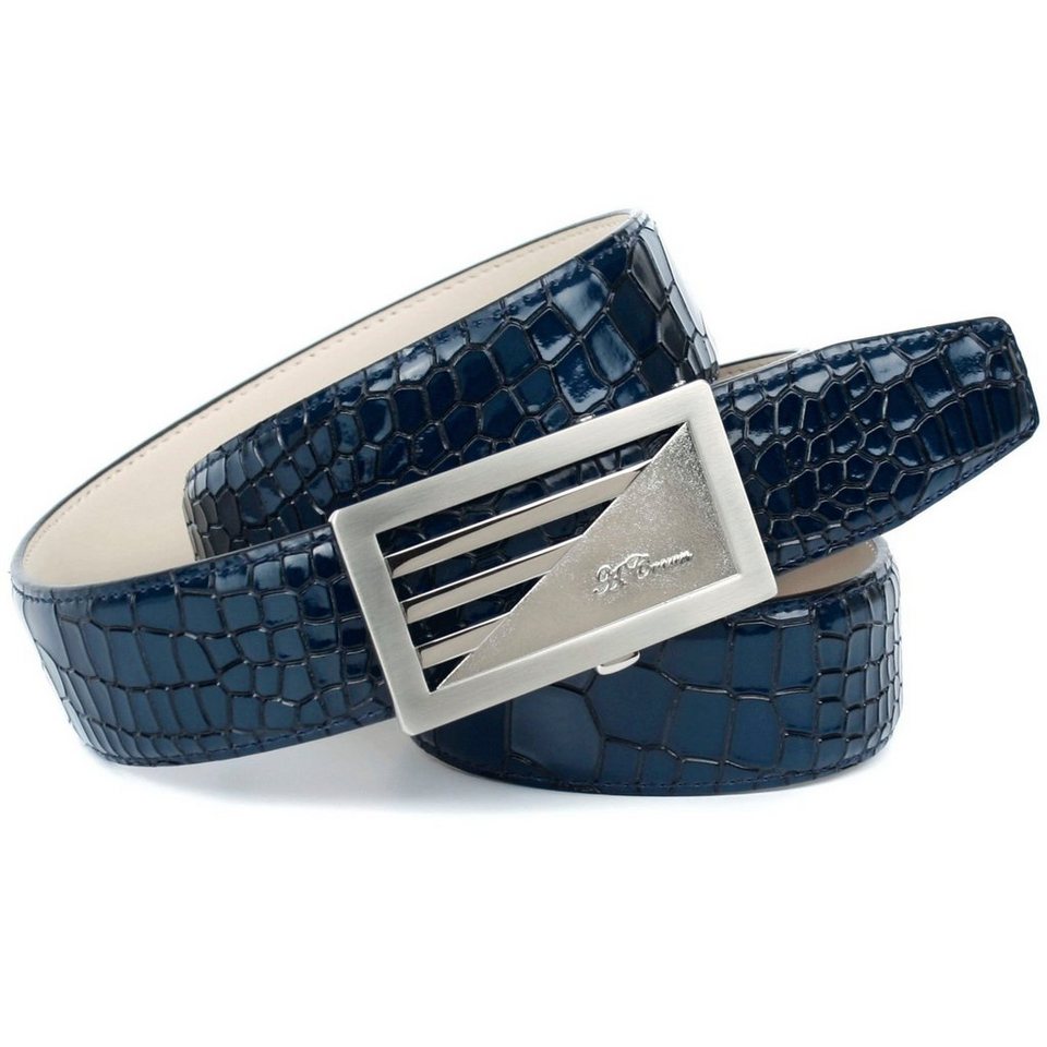 Anthoni Crown Ledergürtel in Kroko-Design in blau