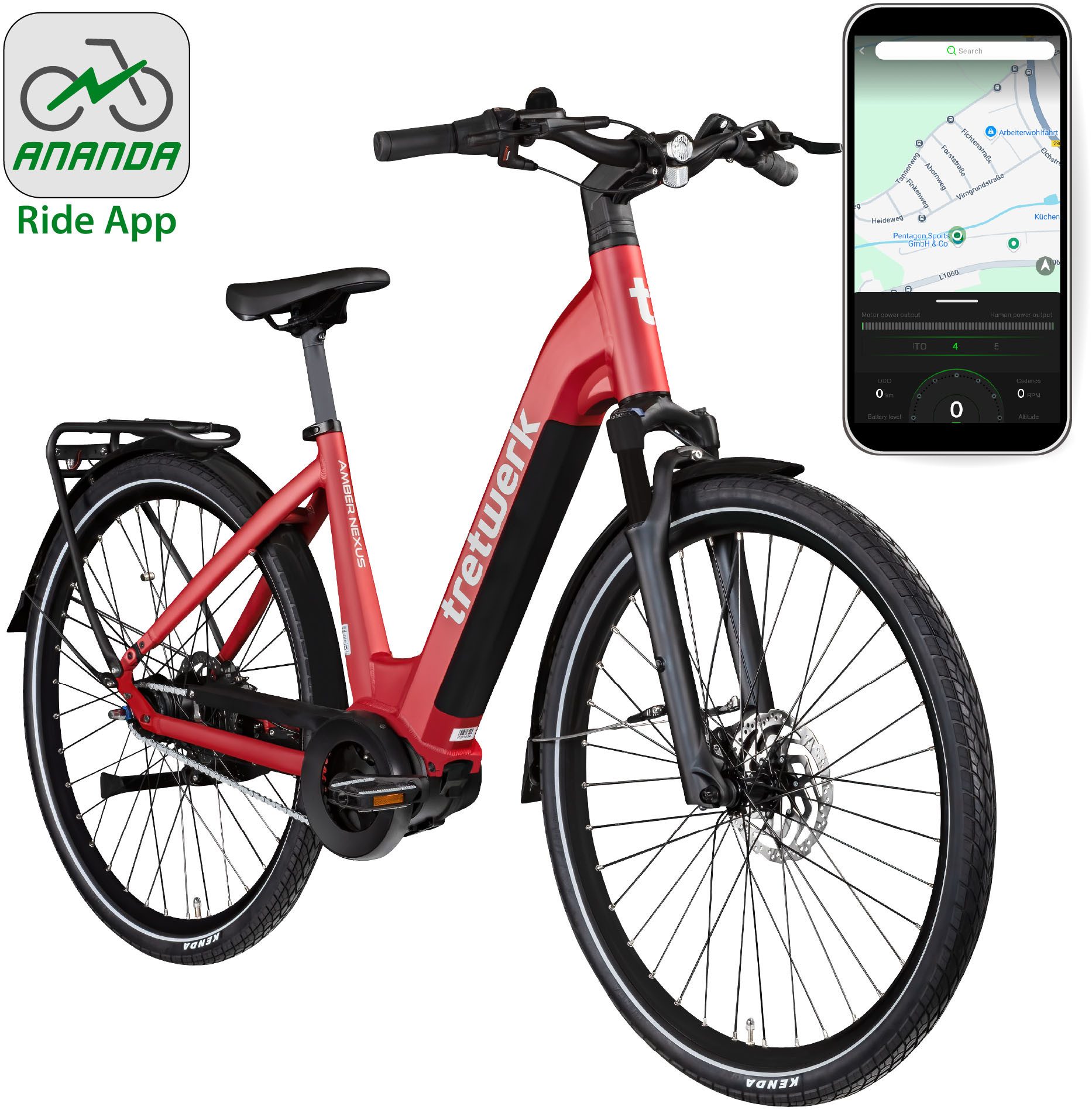 Tretwerk E-Bike Cityrad Amber Nexus, 8 Gang, Nabenschaltung, Mittelmotor, 550 Wh, Tretwerk Amber Nexus E Bike Damen 28 Zoll Elektrofahrrad 155 - 185cm