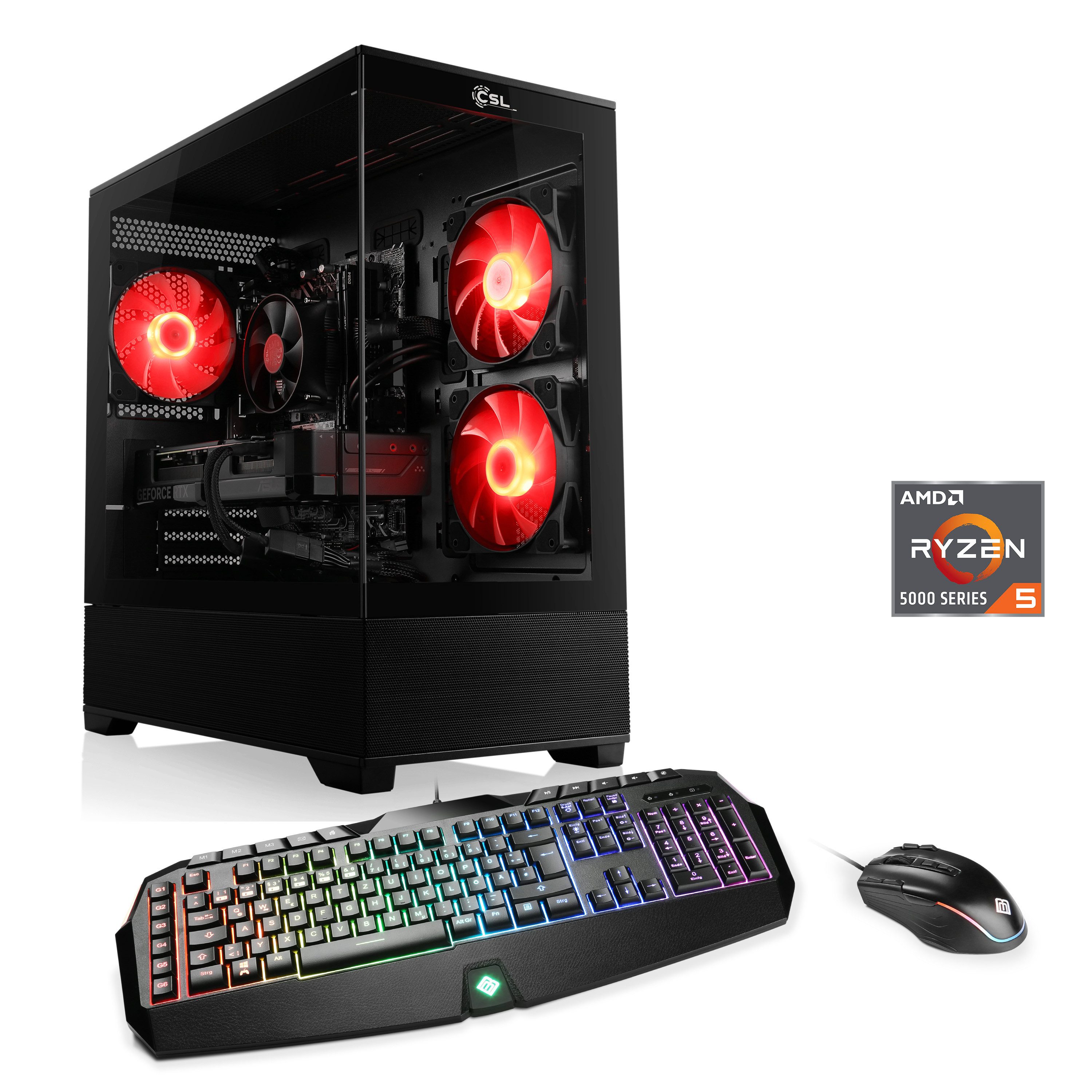 CSL Levitas V29211 Gaming-PC (AMD Ryzen 5 5500, GeForce RTX 5060, 32 GB RAM, 1000 GB SSD, Luftkühlung)
