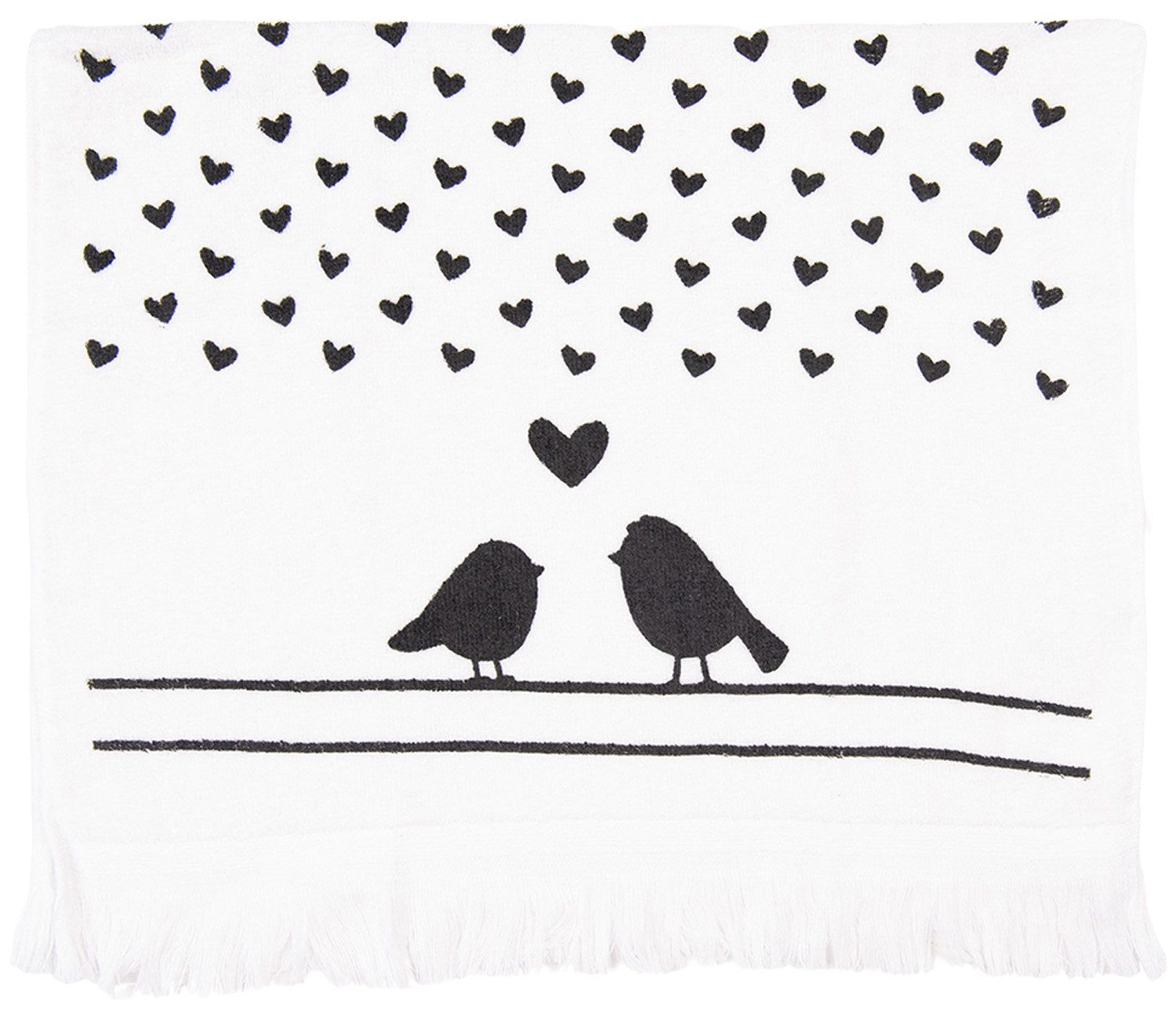 Clayre & Eef Geschirrtuch Love birds, (Set, 3-tlg., 3-teilig), Frottee Küchenhandtücher Gästehandtücher ca.40x66cm Baumwolle