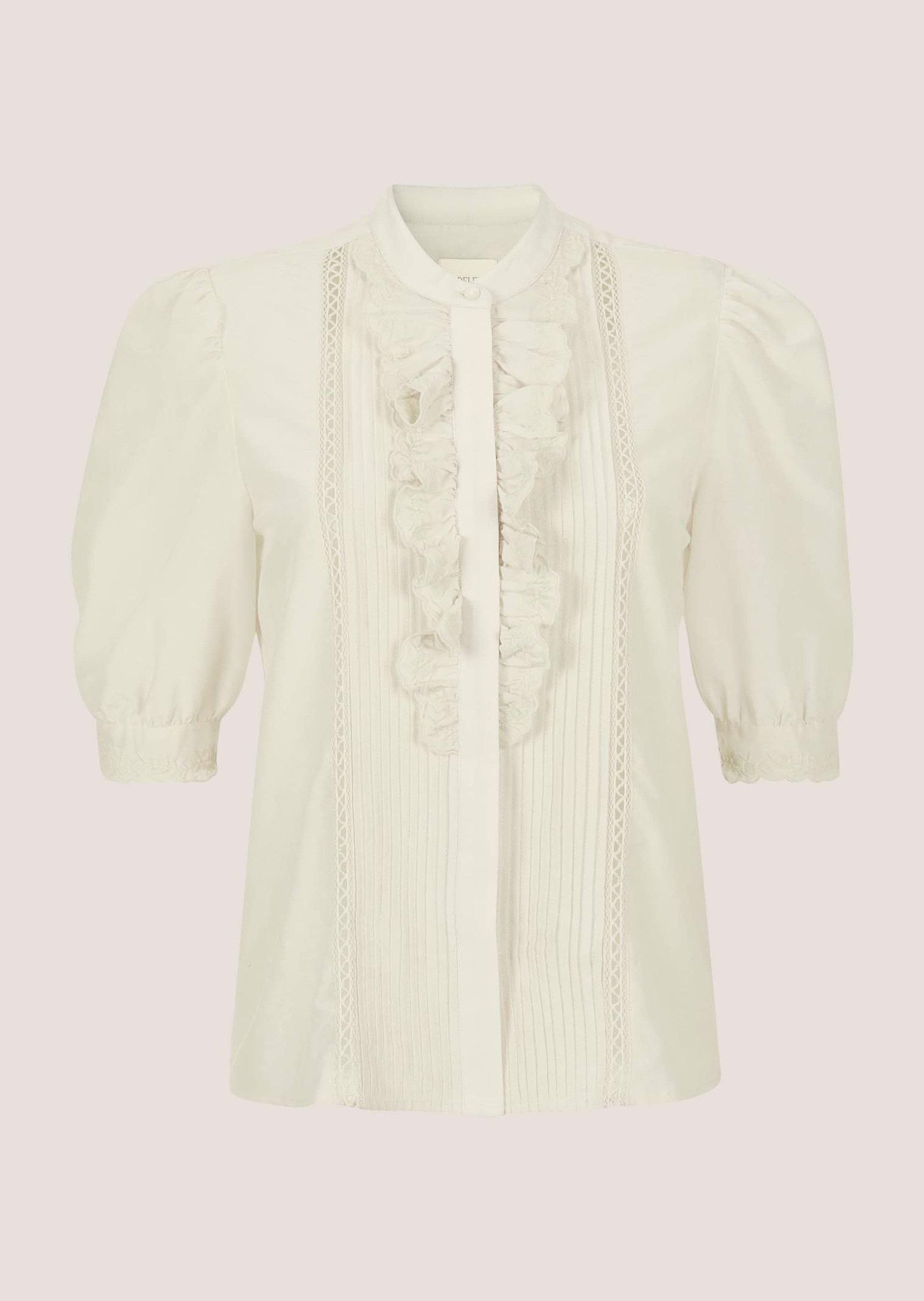 Kurzarmbluse Blusenshirt mit Spitzendetails