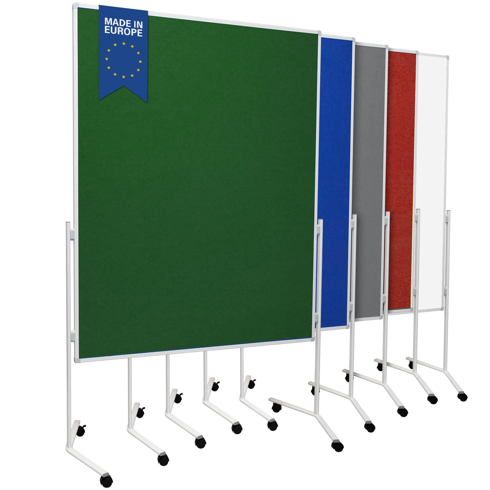 Viscom Standtafel UP - einteilige Moderationstafel - beidseitig nutzbar, Metaplanwand mit Filz- oder Whiteboard-Oberfläche - mobil dank Rollen