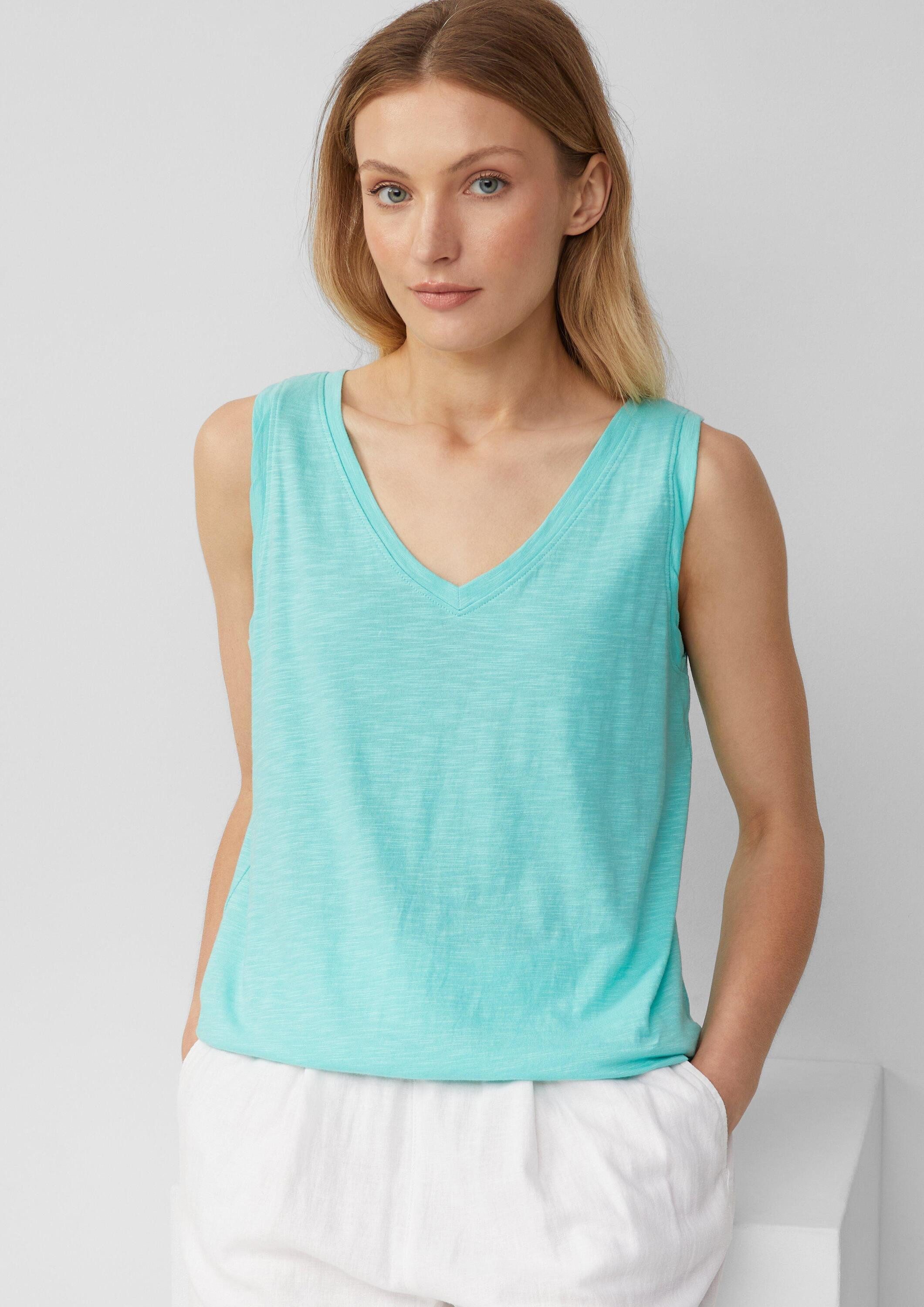 s.Oliver Muscleshirt T-Shirt Top mit Flammgarnstruktur günstig online kaufen