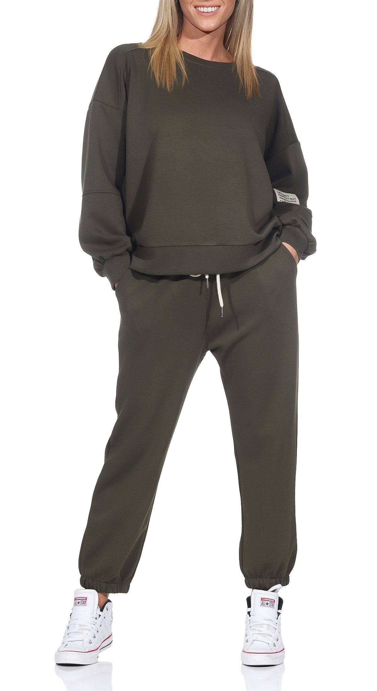 CLEO STYLE Jogginganzug Damen Jogginganzug 7065 36-42 Olive (Set)