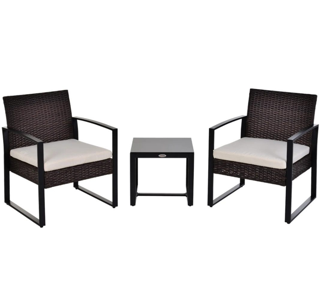 XDeer Gartenlounge-Set Gartenmöbel-Set, Gartenset für 2 Personen, Balkonmöbel Set mit Kissen
