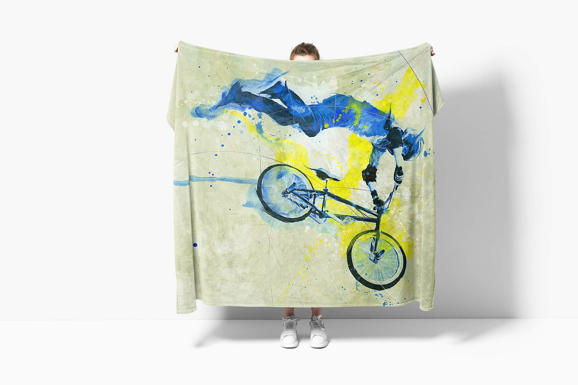 Handtücher SplashArt Sport Handtuch Strandhandtuch Saunatuch Kuscheldecke Kunstvoll BMX Sporthandtuc, Baumwolle-Polyester-Mix (1-St), Handtuch
