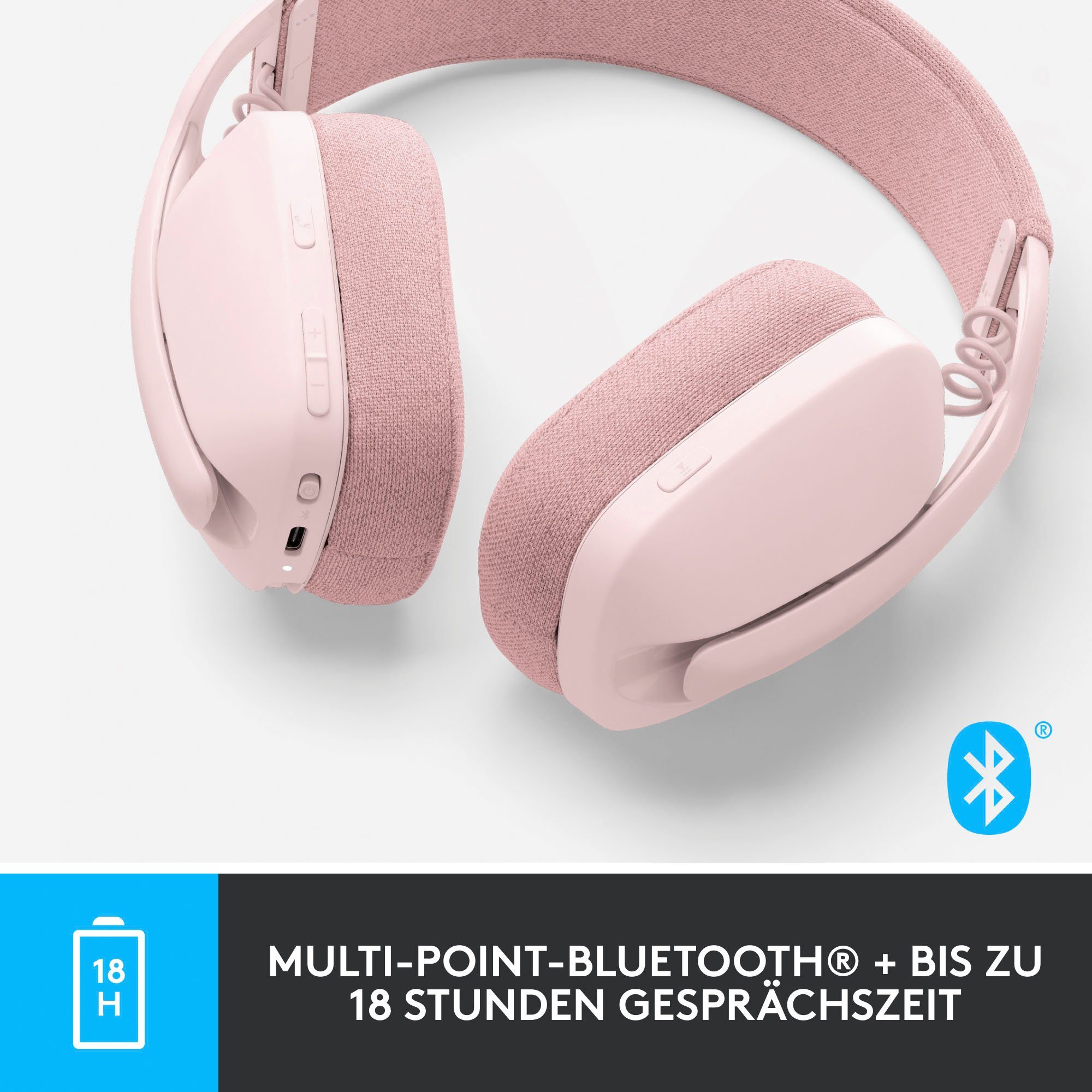 100 Zone (Noise-Cancelling, Bluetooth) rose Vibe Gaming-Headset Logitech