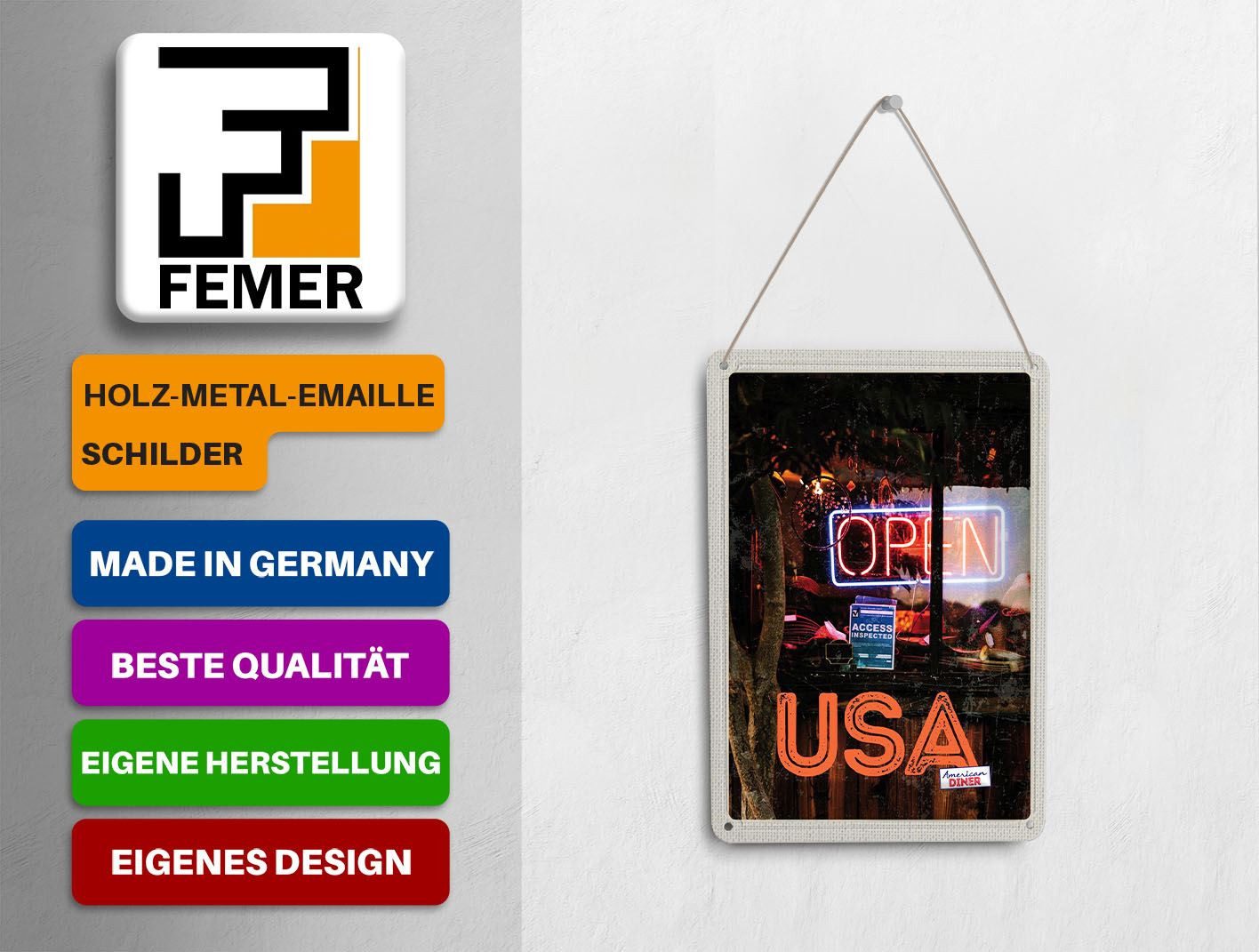 Femer GmbH Postkarte Reise 10x14 cm Amerika Open Kaffee Kuchen Gerichte, unfrankiert