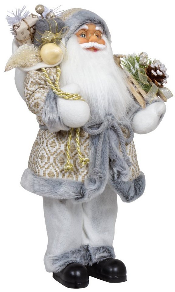 Christmas Paradise Weihnachtsmann Bjarne Dekofigur versch. Größen 45/60cm,  weiß-gold-grau Weihnachtsdeko