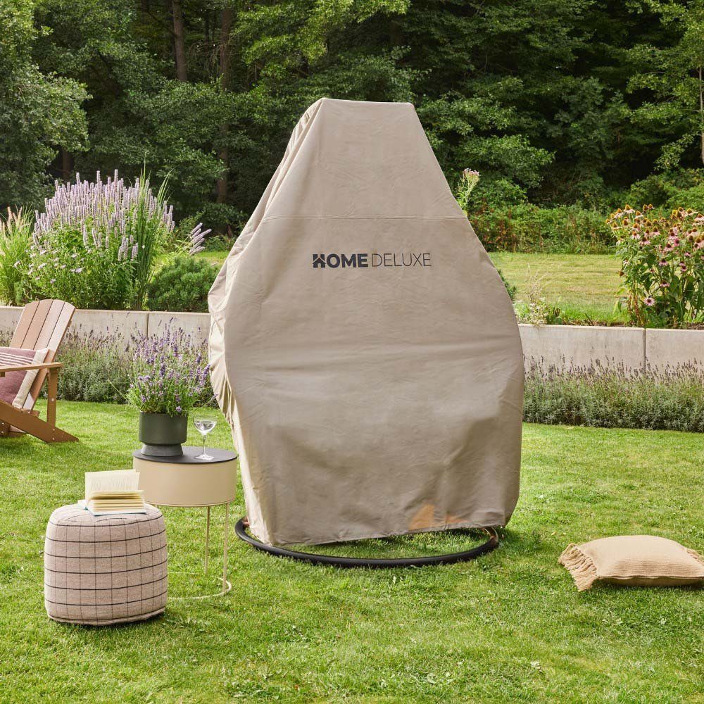 HOME DELUXE Hängesessel Polyrattan Hängesessel TWIN - inkl. Regenabdeckung (inkl. Sitzauflage, Gestell & Montagezubehör, 5-St., Komplettset), gefederte Aufhängung