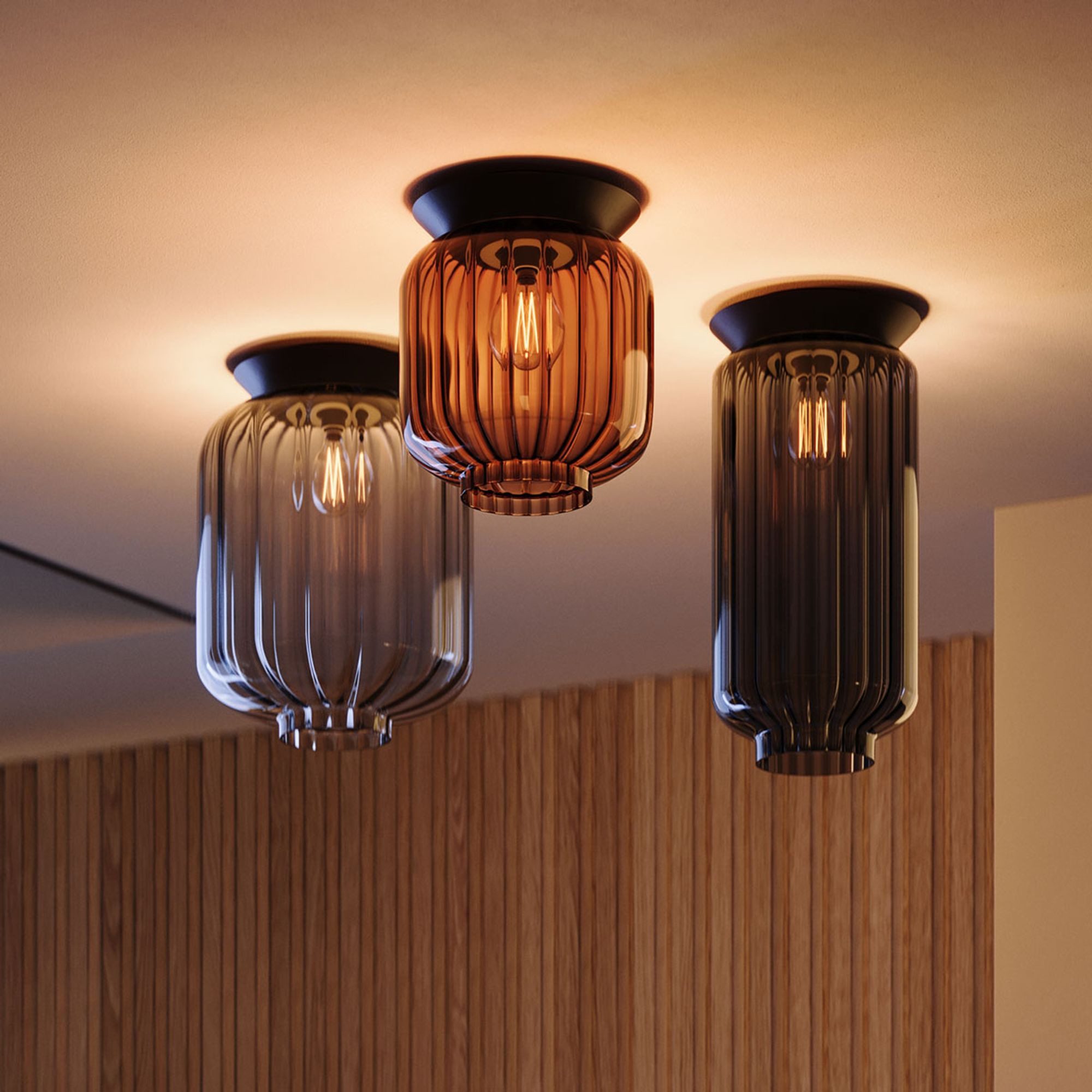Deckenleuchte Velo Glas Deckenlampe E27 Rauch