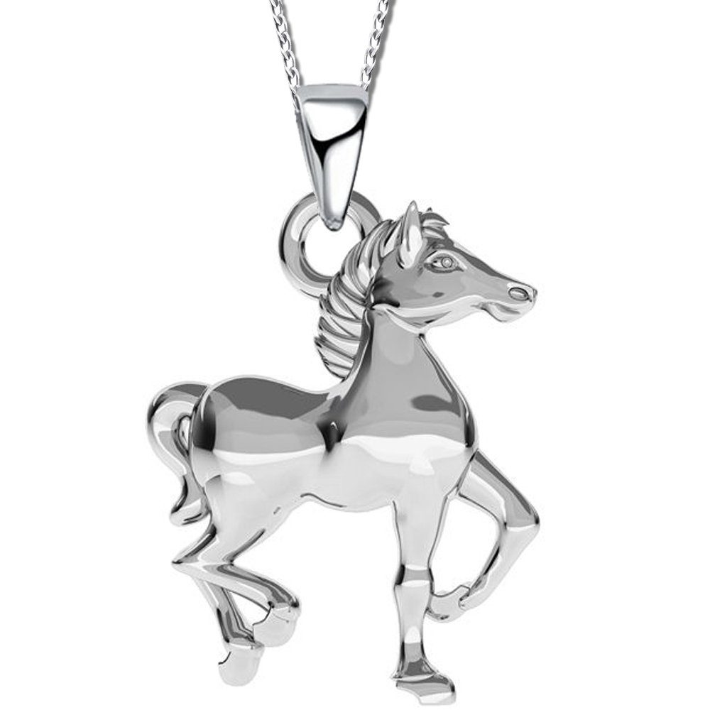 echt 925 Ohrringe Silber Ohrhänger Pferde Ohrring Geschenkidee Ketten Halskette, Set hängende Sterling Limana und