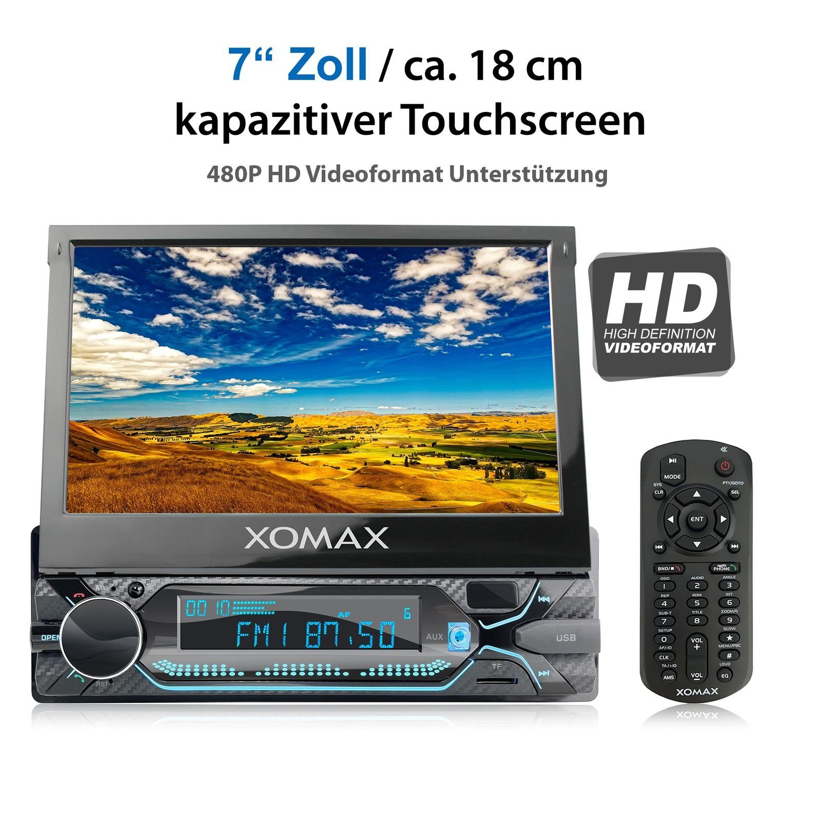 DIN USB, 1 Autoradio mit 7 SD, Zoll Bluetooth, XOMAX XM-V747 Bildschirm, Autoradio