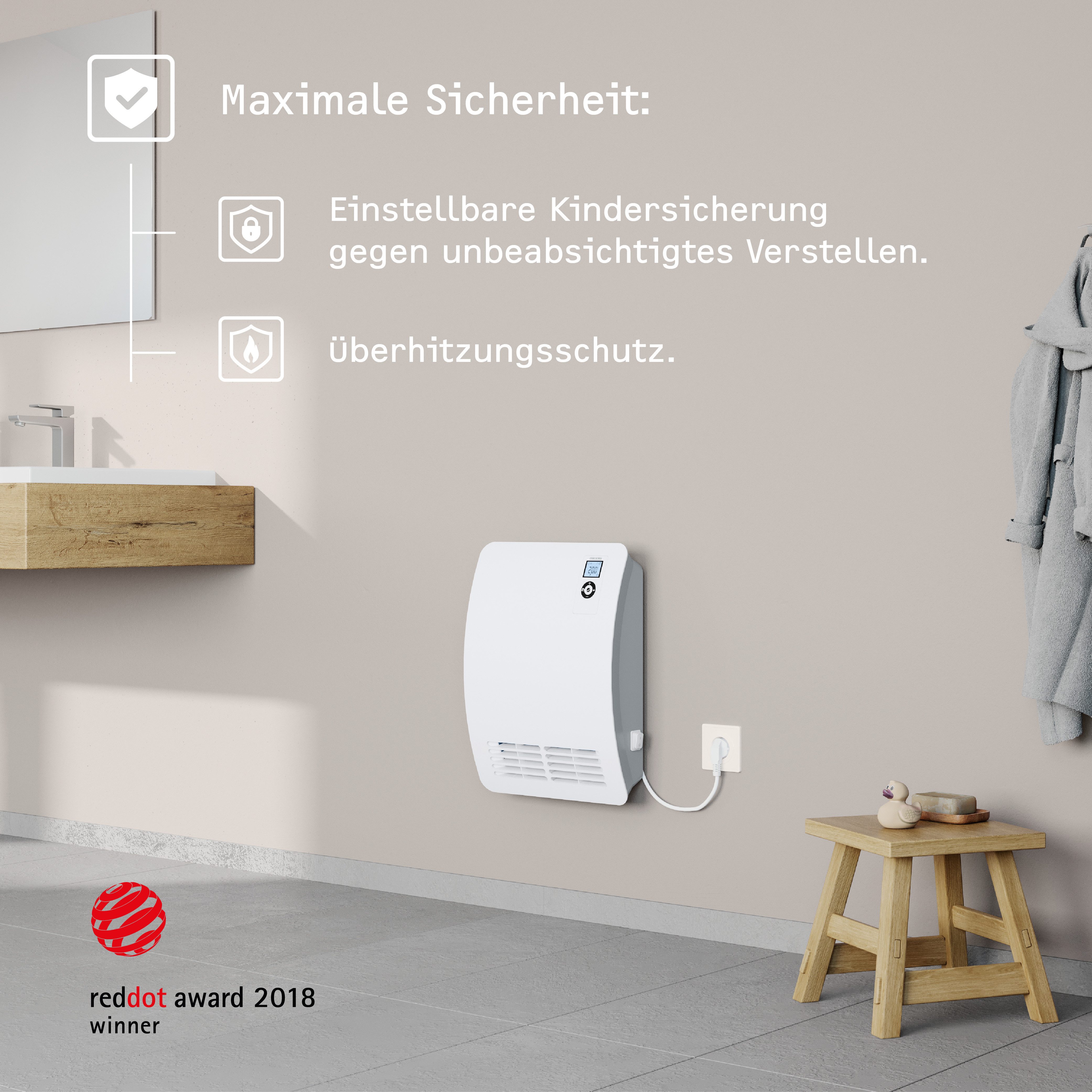 STIEBEL ELTRON Badschnellheizer CK 20 Premium, Heizlüfter energiesparend, 2 kW, VDE geprüft, LC-Display, Wochentimer, 120 Min. Timer, Silent Mode – Bild 4 von 5
