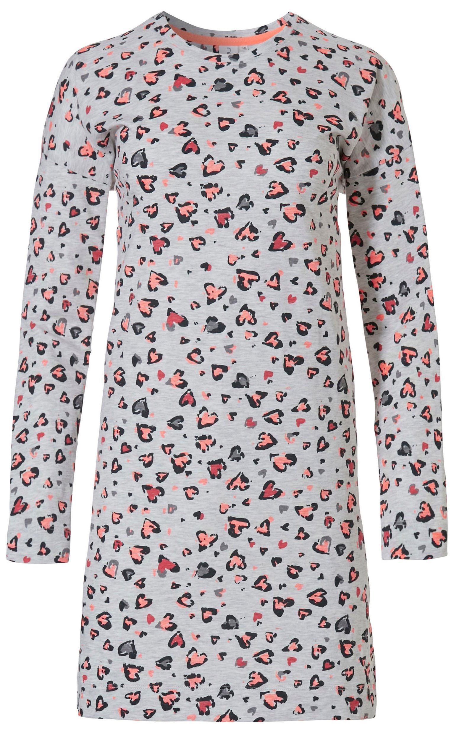 Rebelle Nachthemd Damen Schlafshirt Herz mit langem Arm (1-tlg) Herzen allover