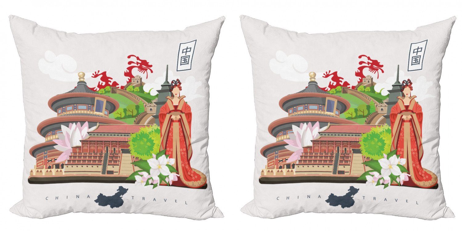 Kissenbezüge Modern Accent Doppelseitiger Digitaldruck, Abakuhaus (2 Stück), China Kultur Kleid Palace
