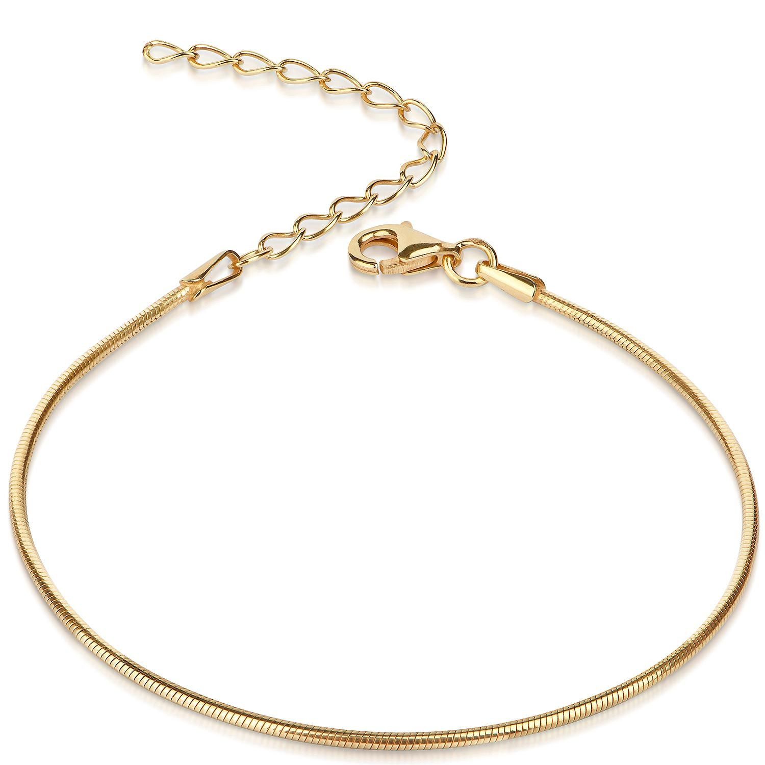 Materia Armkette Damen Gold Schlangenarmband 17-22cm SA-62, Sterlingsilber, vergoldet