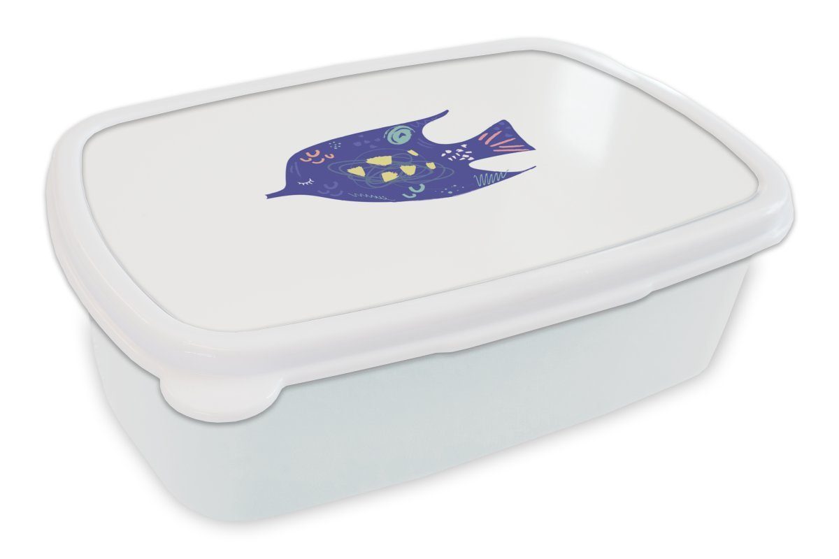 Lunchbox MuchoWow Jungs Erwachsene, Kinder - weiß - und Brotbox und für (2-tlg), für Mädchen Pastell, Lila Brotdose, Kunststoff, Fisch