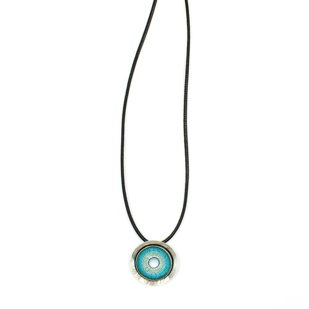Kette mit Anhänger India Antik Kette 04 lange Kette mit Lederband und Medaillon-Anhänger