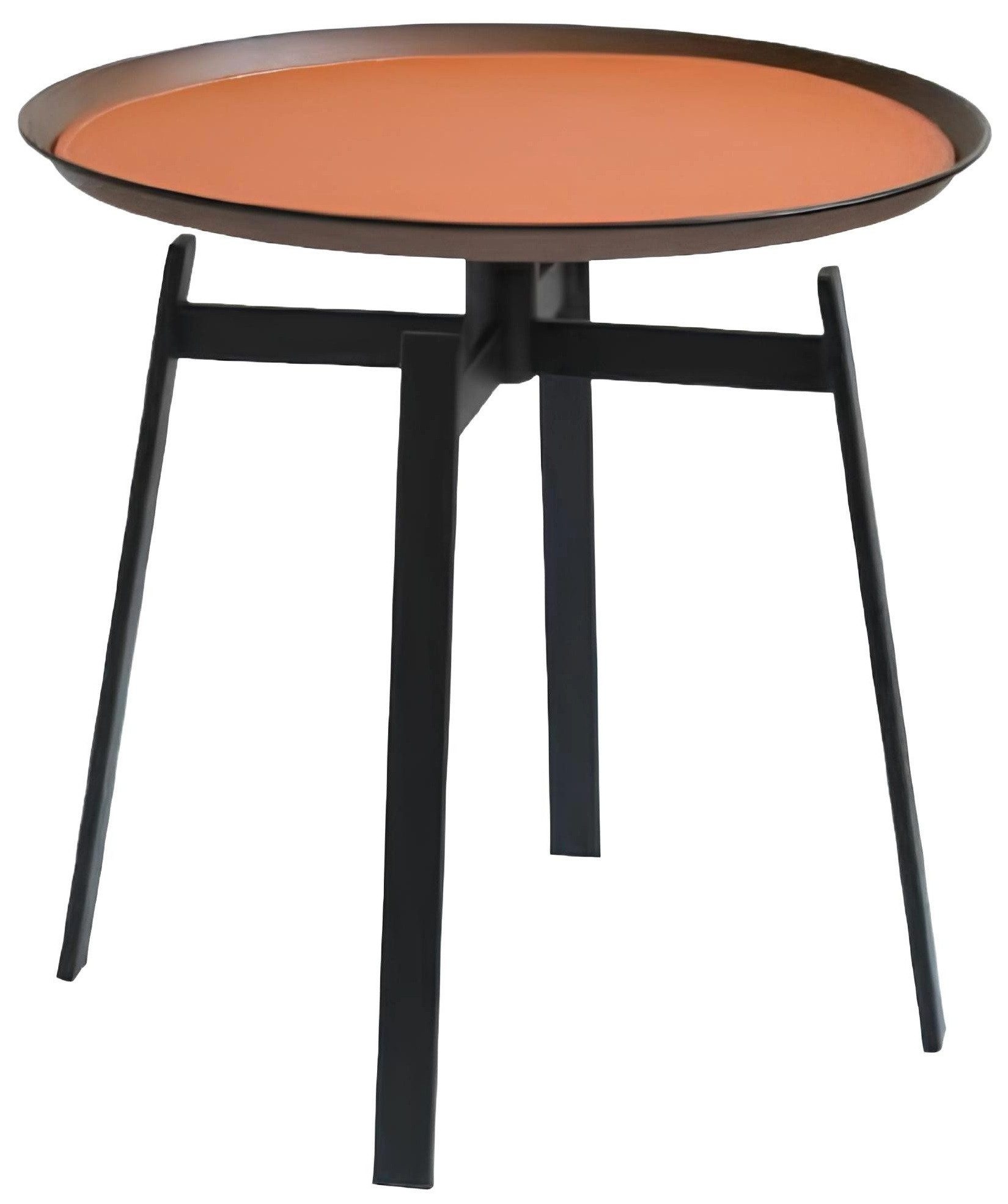 Xlmoebel Beistelltisch Runder Wohnzimmertisch in Orange mit Edelstahlgestell und Holzplatte (Packung, 1-St., Couchtisch), Hergestellt in Europa