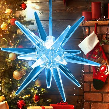 monzana Dekofigur, Weihnachtsstern LED mit Farbwechsel 7-fach 9 cm Batteriebtrieben 3D