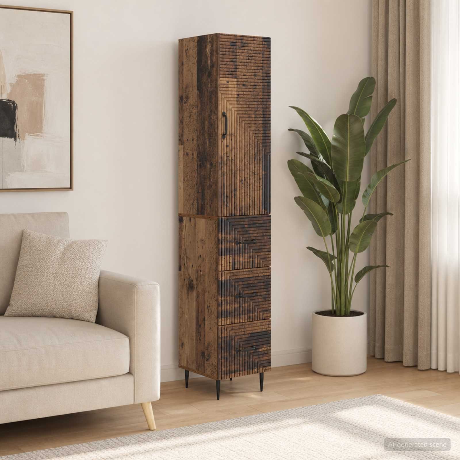 vidaXL Schranksystem Schrankset 2 Stk. 33 x 34,5 x 90 cm Holzwerkstoff Altholz (2-St)