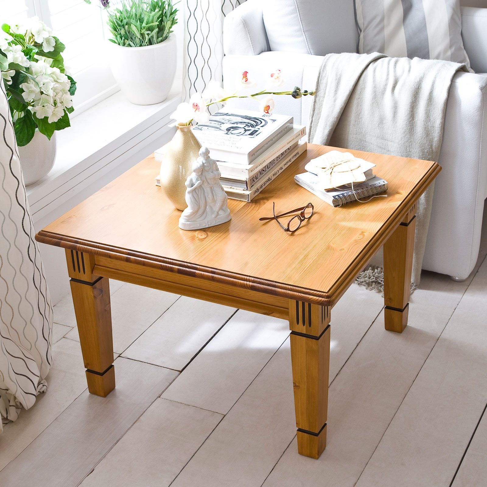 Casamia Couchtisch Couchtisch Wohnzimmer Tisch Florenz 75 x 75 cm Pinie Nordica massiv si