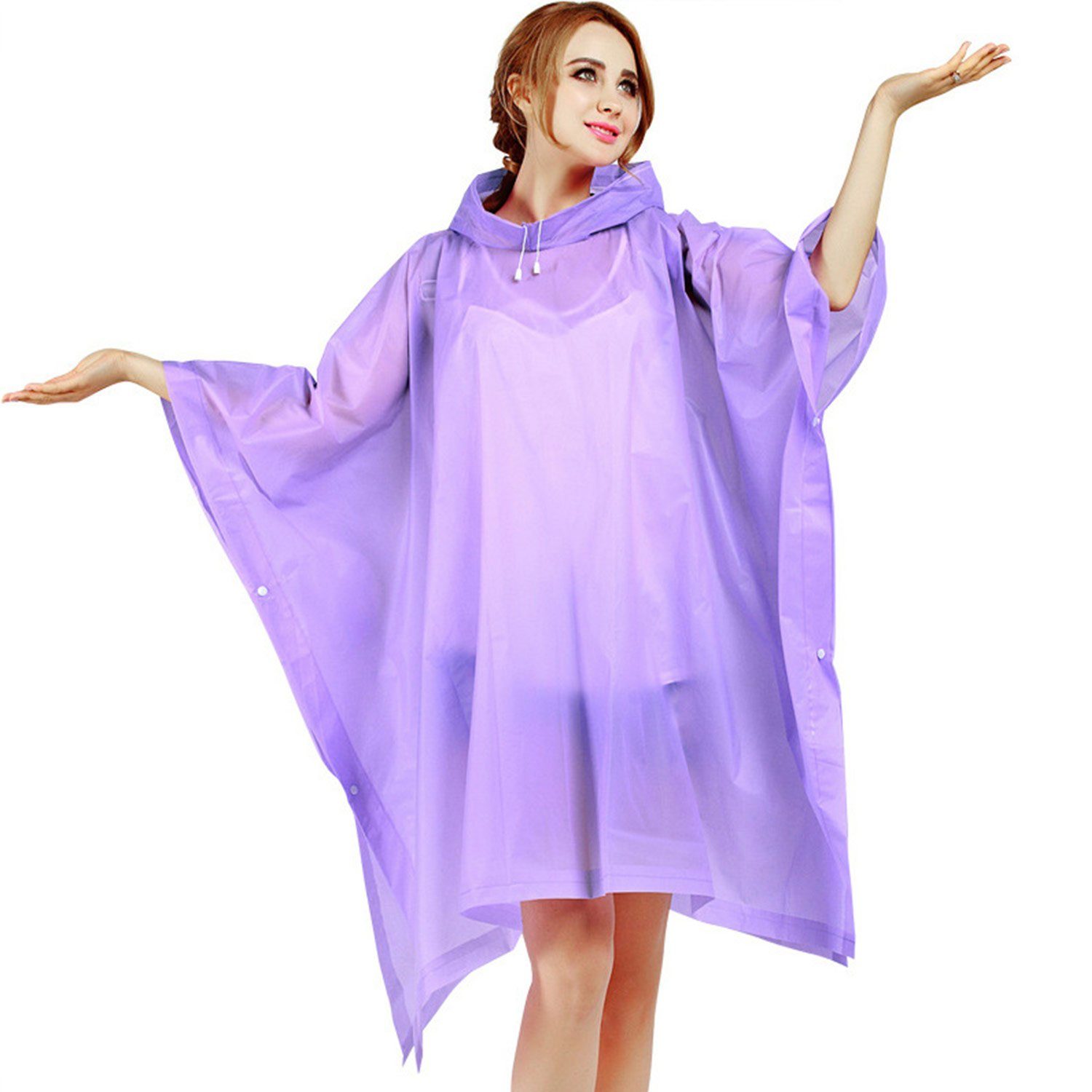 MAGICSHE Regenponcho Regenmantel Damen Wasserdicht Regenjacke für Festival Lila