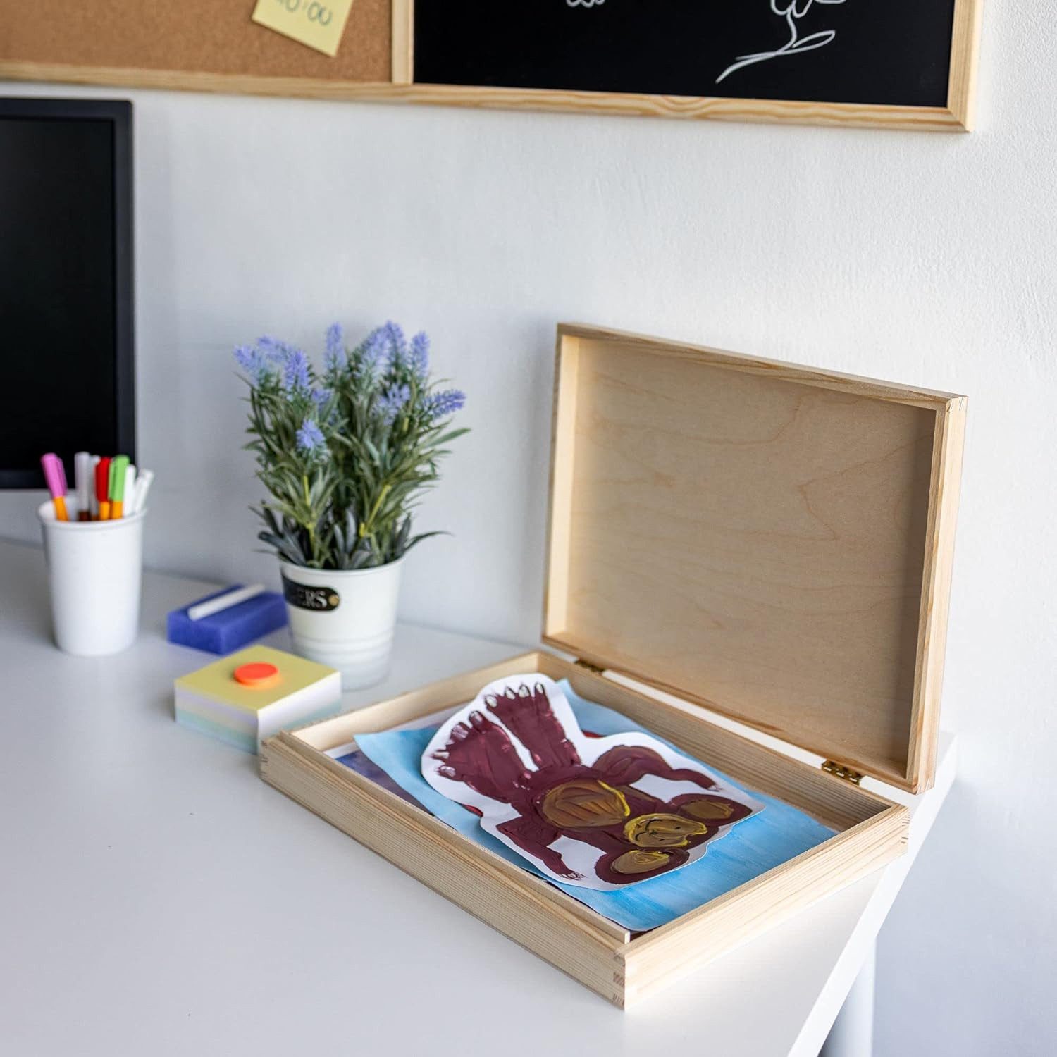 Creative Deco Holzkiste A4 mit Deckel Unlackierte Aufbewahrungsbox, Holzbox Ideale Schatulle zur Lagerung der Wertsachen, Dokumente