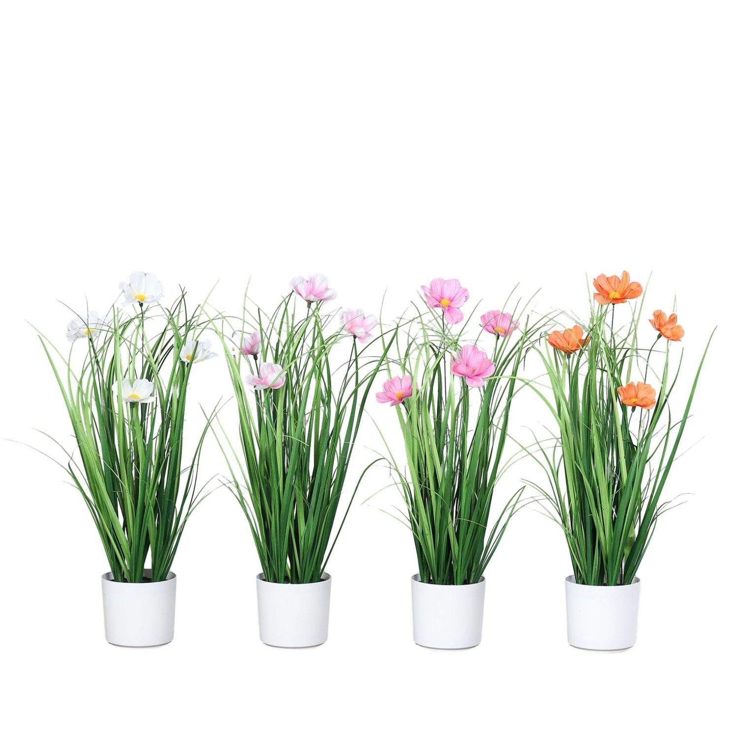 Kunstgras Topfpflanzen Gras, DPI, Höhe 36 cm, im Topf, Grün, Cosmea mit Gras, H: 36cm