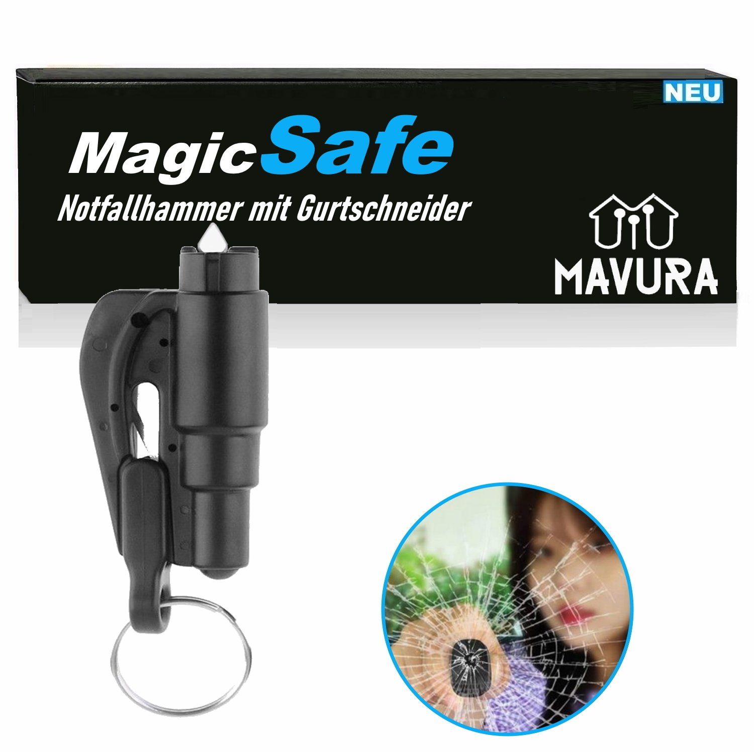 MAVURA Hammer MagicSafe Notfallhammer Rettungswerkzeug mit