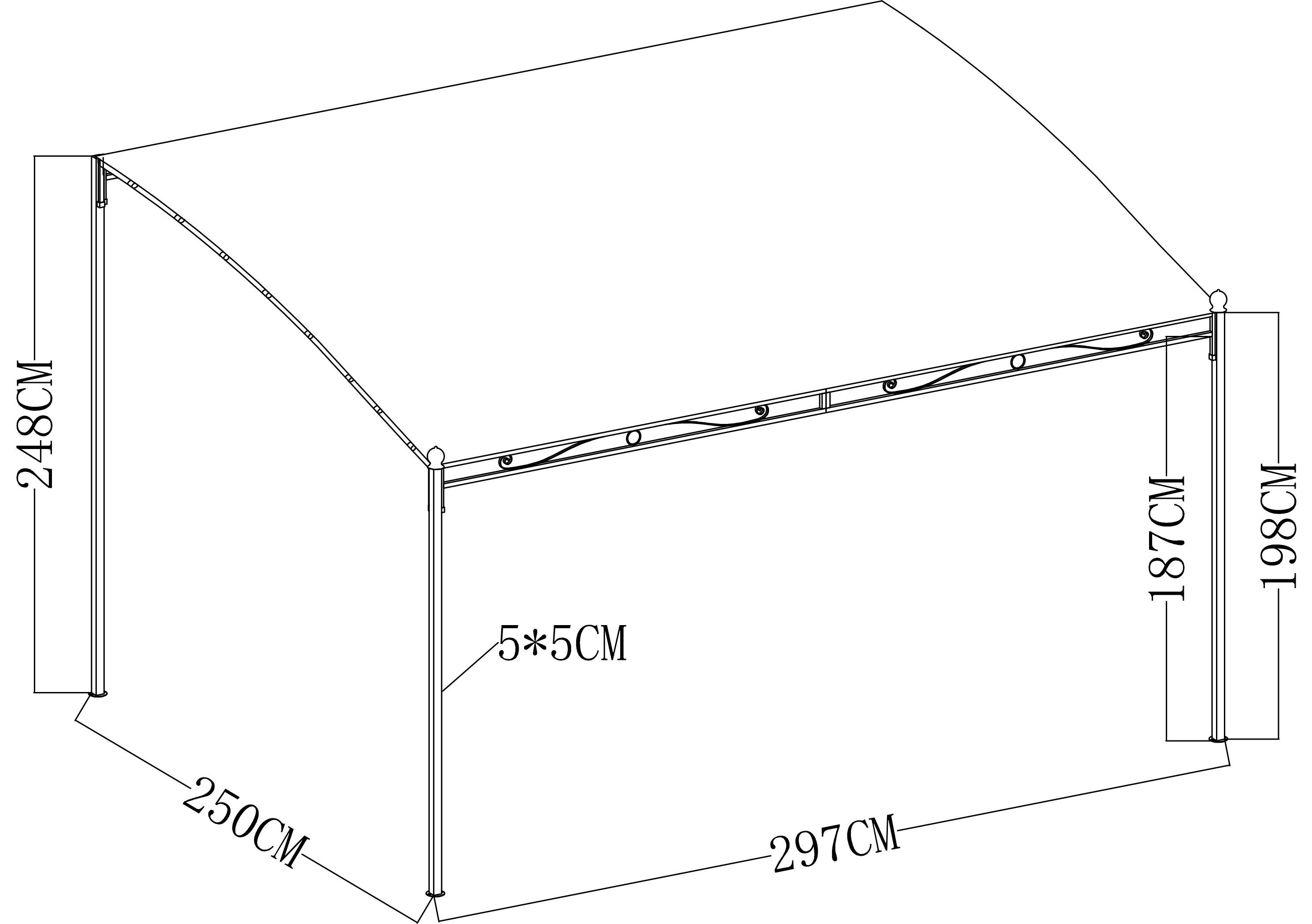 KONIFERA Anbaupavillon Burano, mit 3 Seitenteilen, (Set), BxT : 300x250 cm oder 400x250 cm