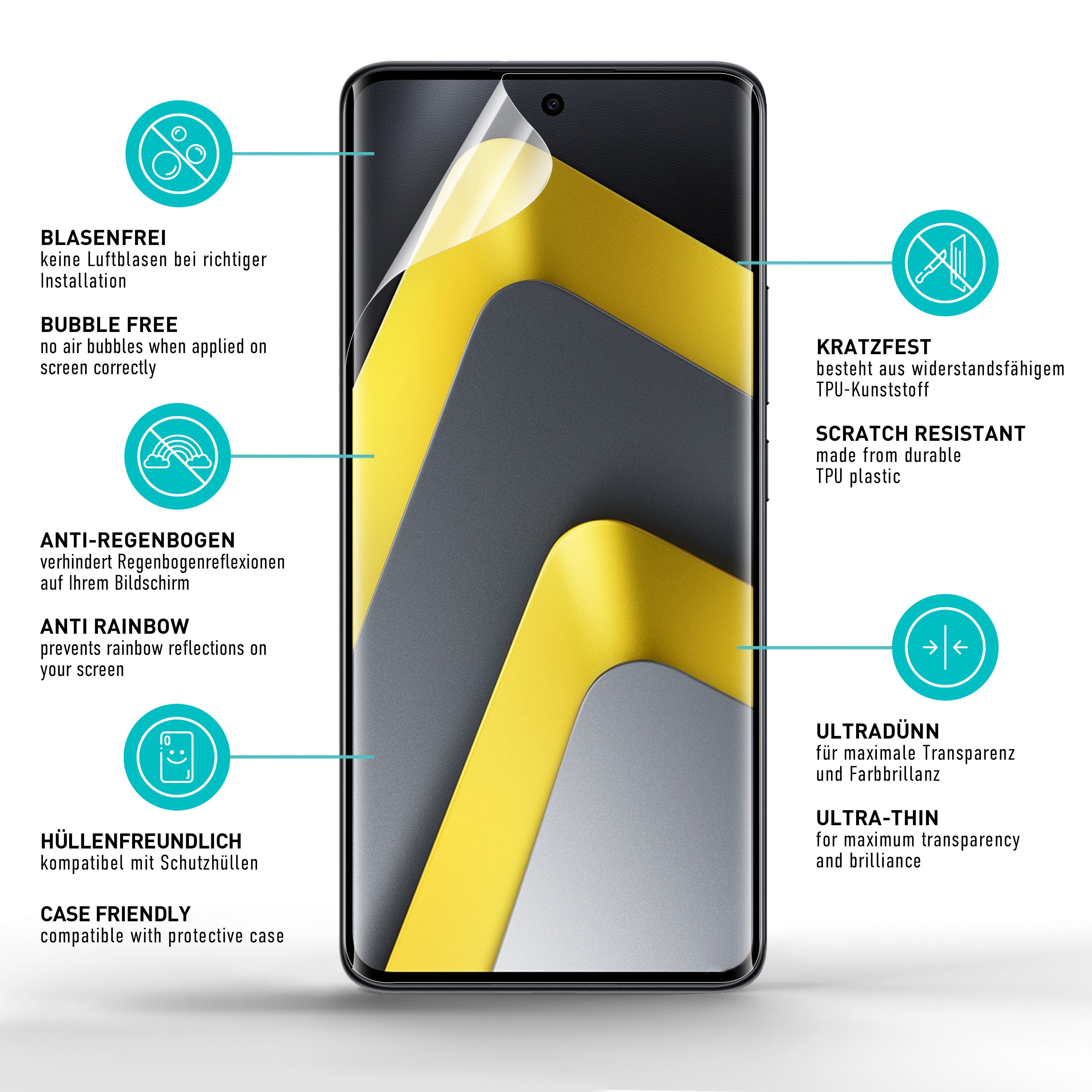 smartect Displayschutzfolie 2X TPU Schutzfolie Klar für Xiaomi Poco M8 5G für Xiaomi Poco M8 5G, Set, 2 Stück, Ultra-klar, Kratzfest, Blasenfrei, Oleophob, Fing – Bild 5 von 5
