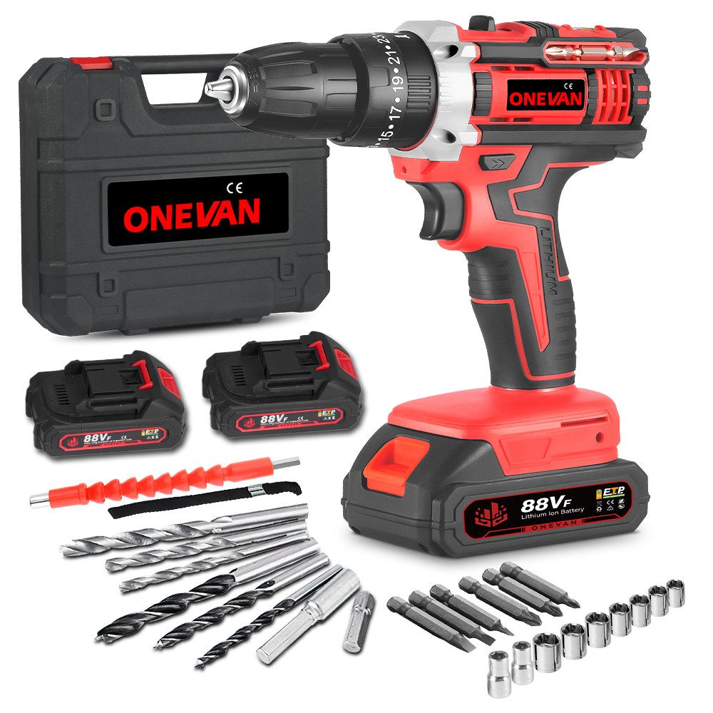 ONEVAN Akku-Bohrschrauber Akkuschrauber Set Akkubohrer 25+3 günstig online kaufen